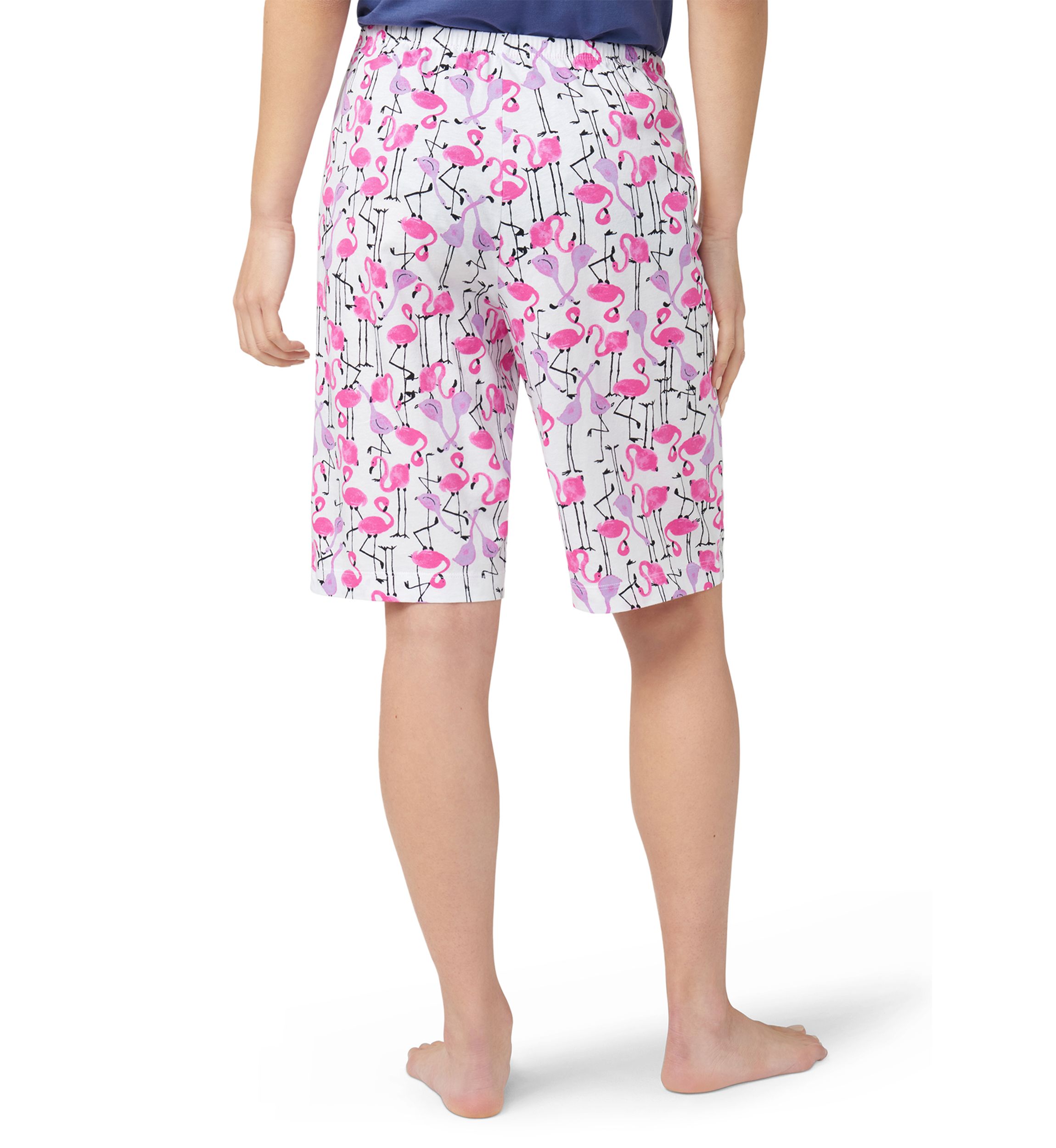 Flamingo Strut Printed Bermuda Pajama Shorts
