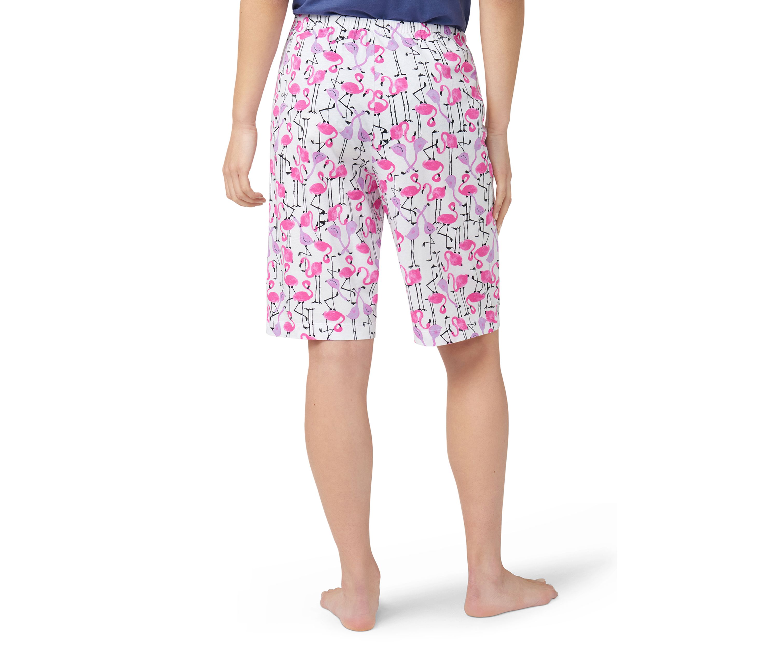 Flamingo Strut Printed Bermuda Pajama Shorts