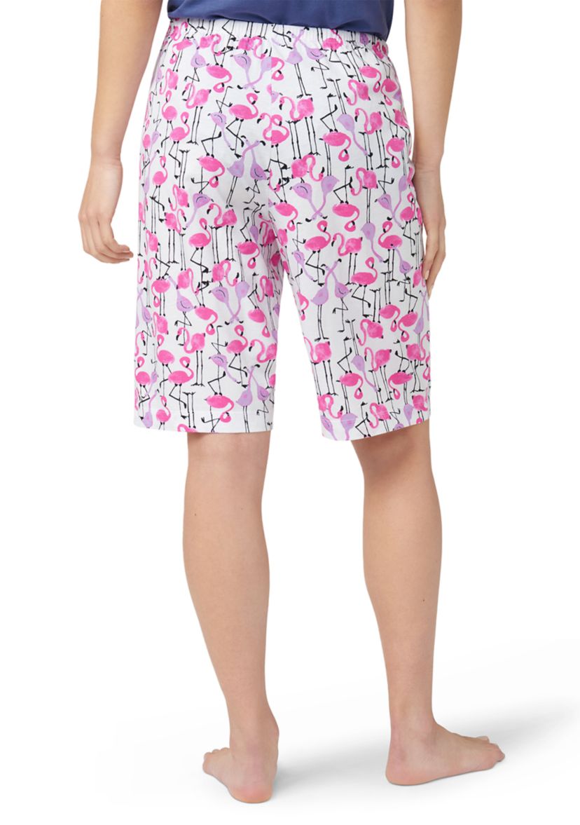 Flamingo Strut Printed Bermuda Pajama Shorts