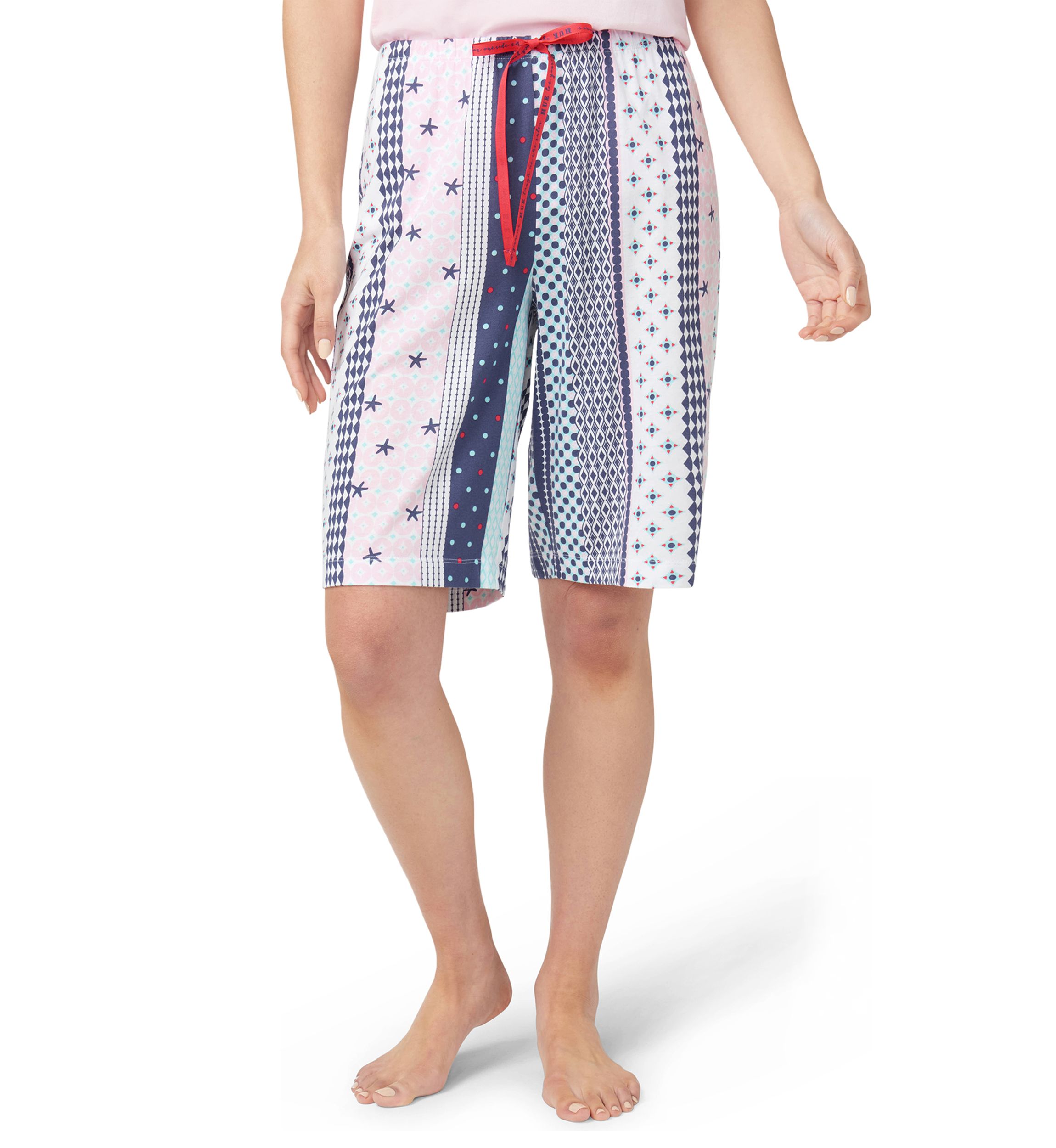 Womens Seaside Stripe Bermuda Sleep Shorts