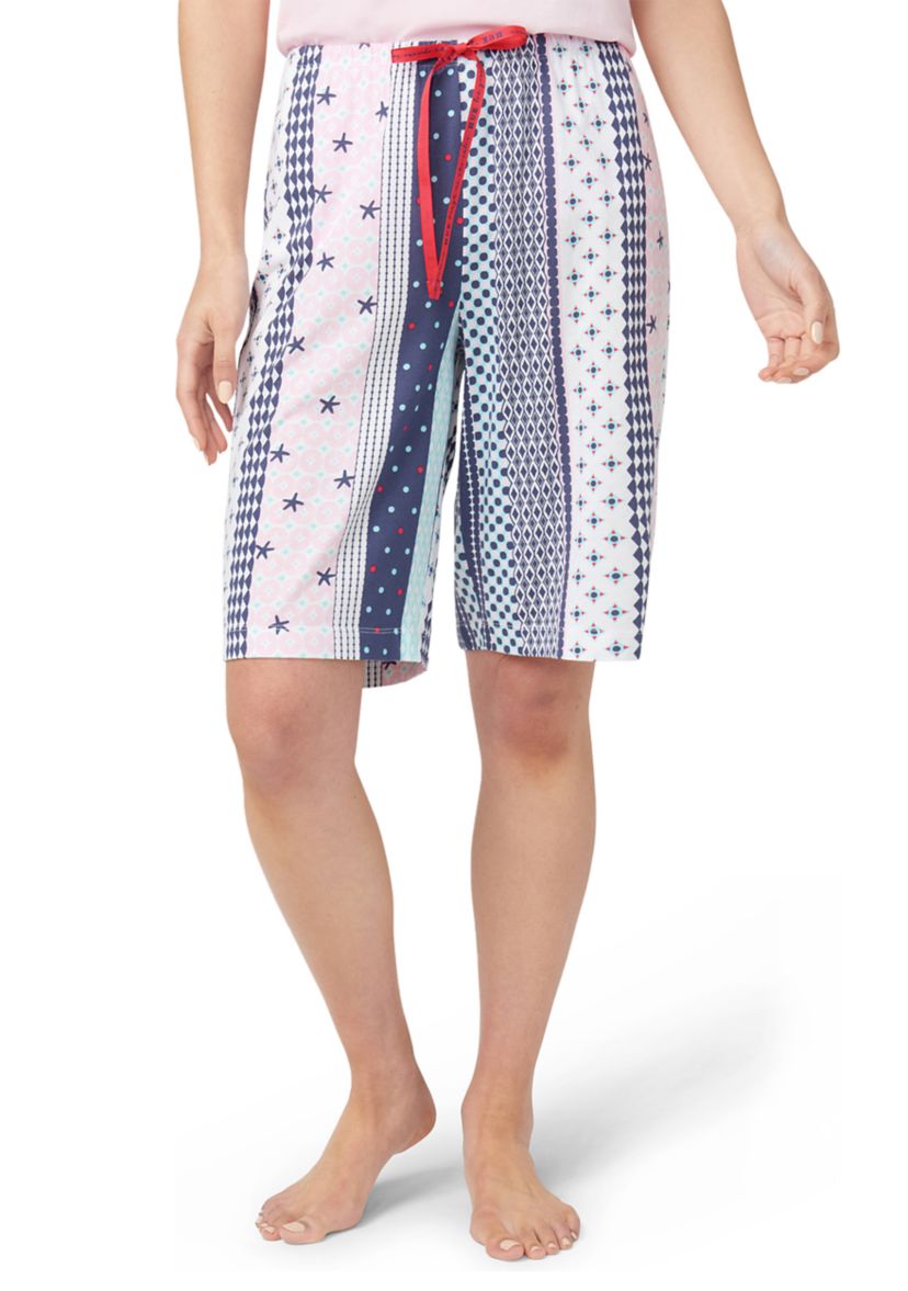 Womens Seaside Stripe Bermuda Sleep Shorts