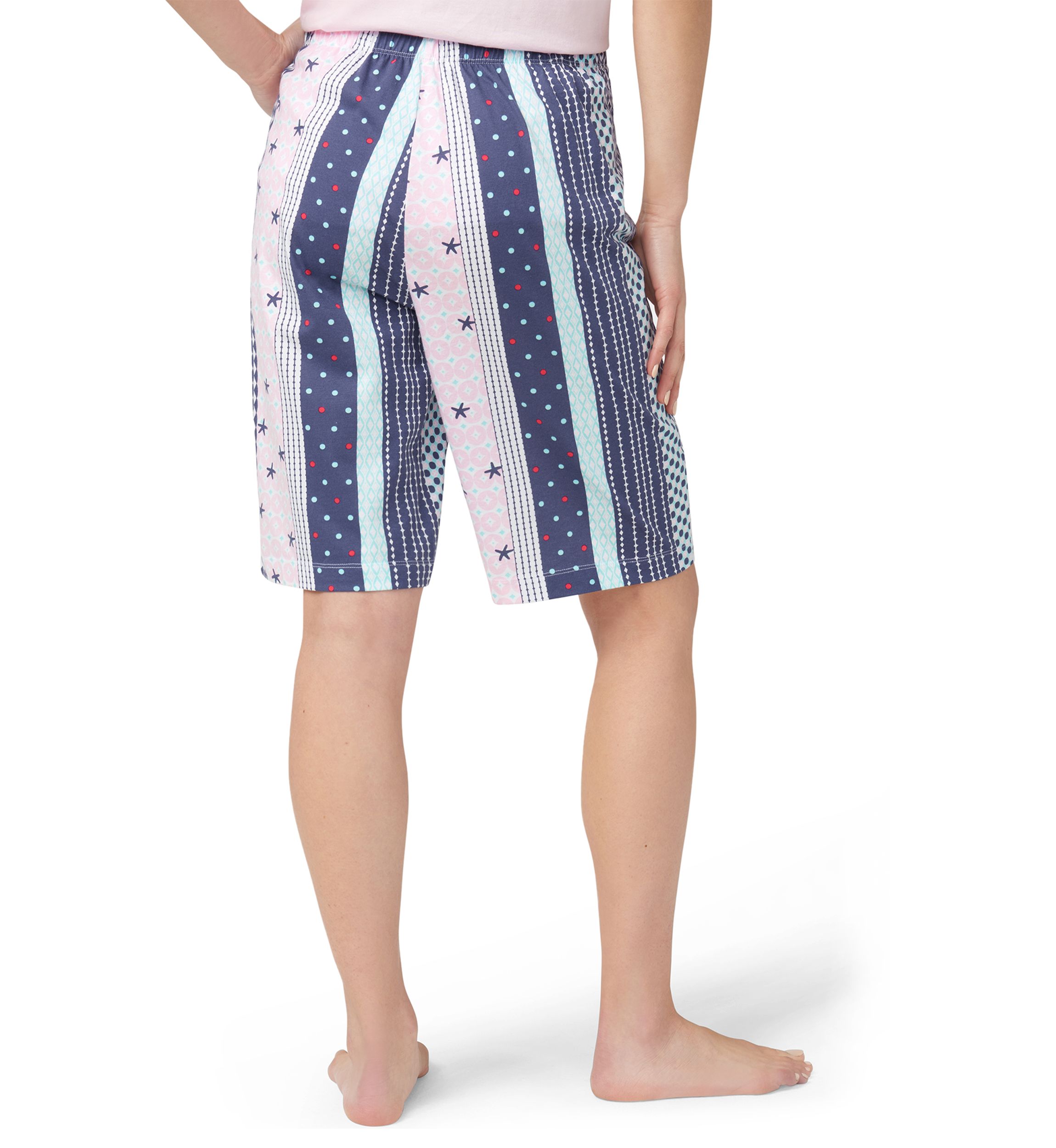 Womens Seaside Stripe Bermuda Sleep Shorts