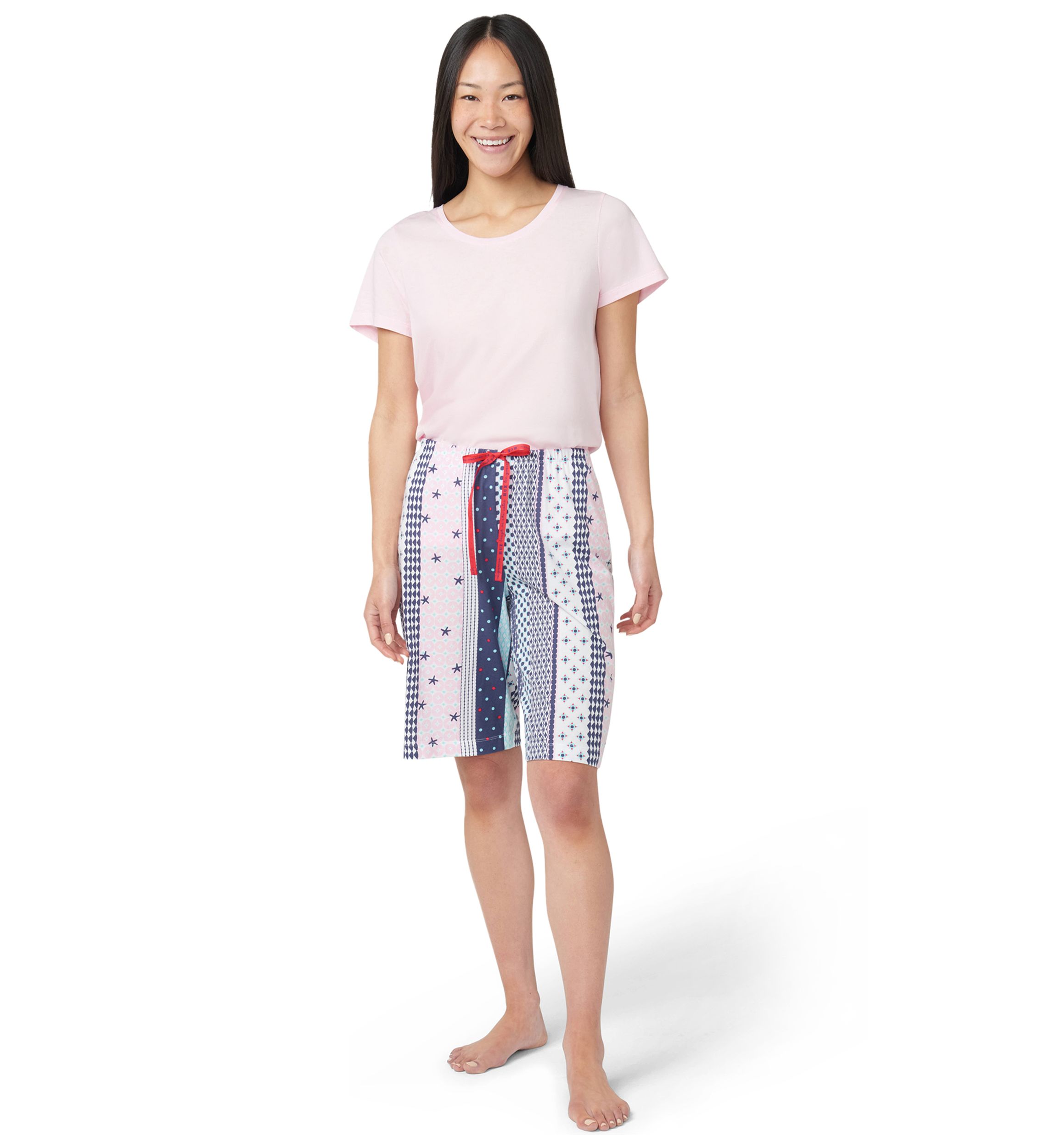Womens Seaside Stripe Bermuda Sleep Shorts