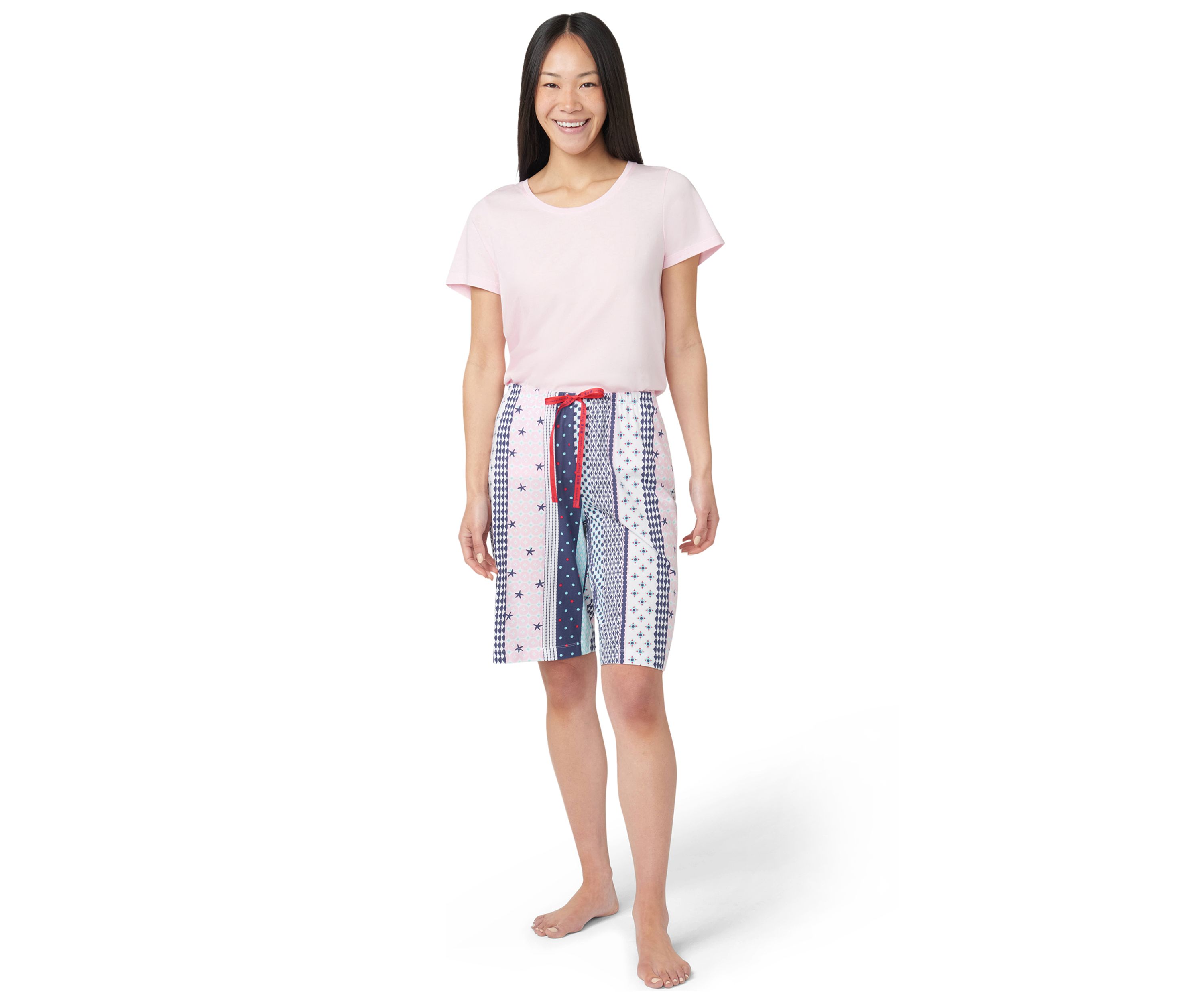 Womens Seaside Stripe Bermuda Sleep Shorts