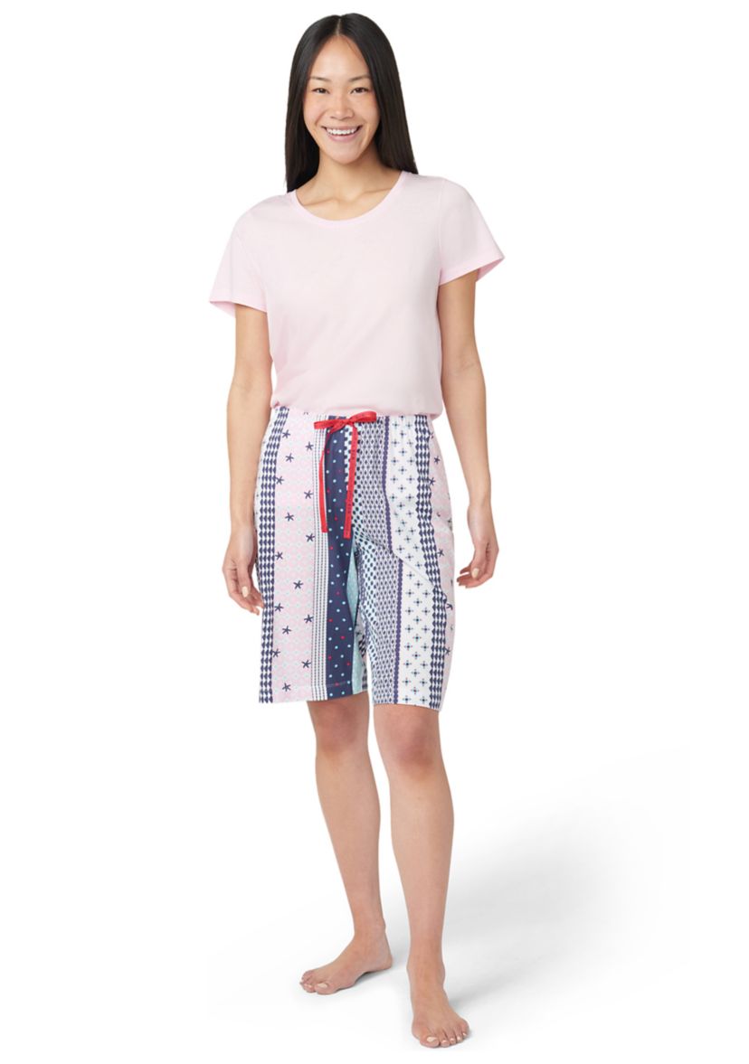 Womens Seaside Stripe Bermuda Sleep Shorts