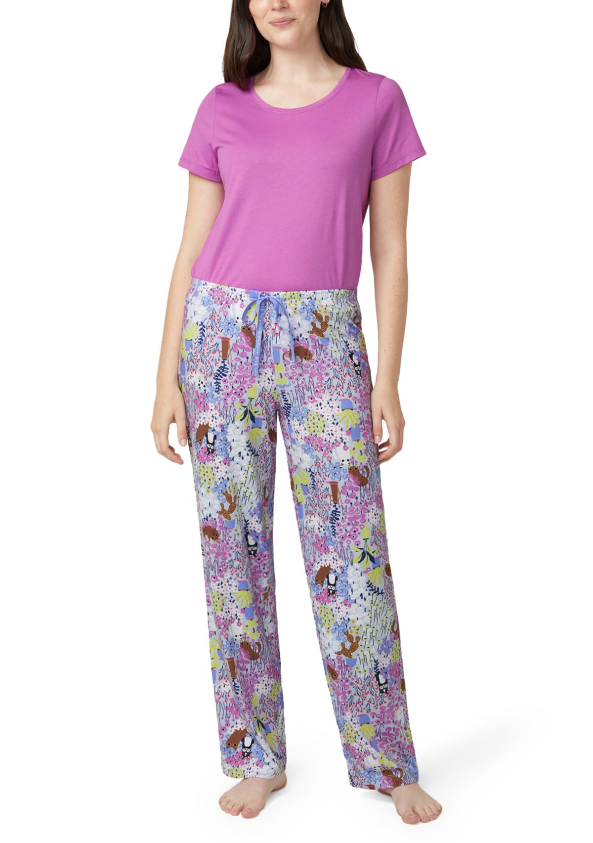 Womens Garden Gato y Perro Pajama Pants