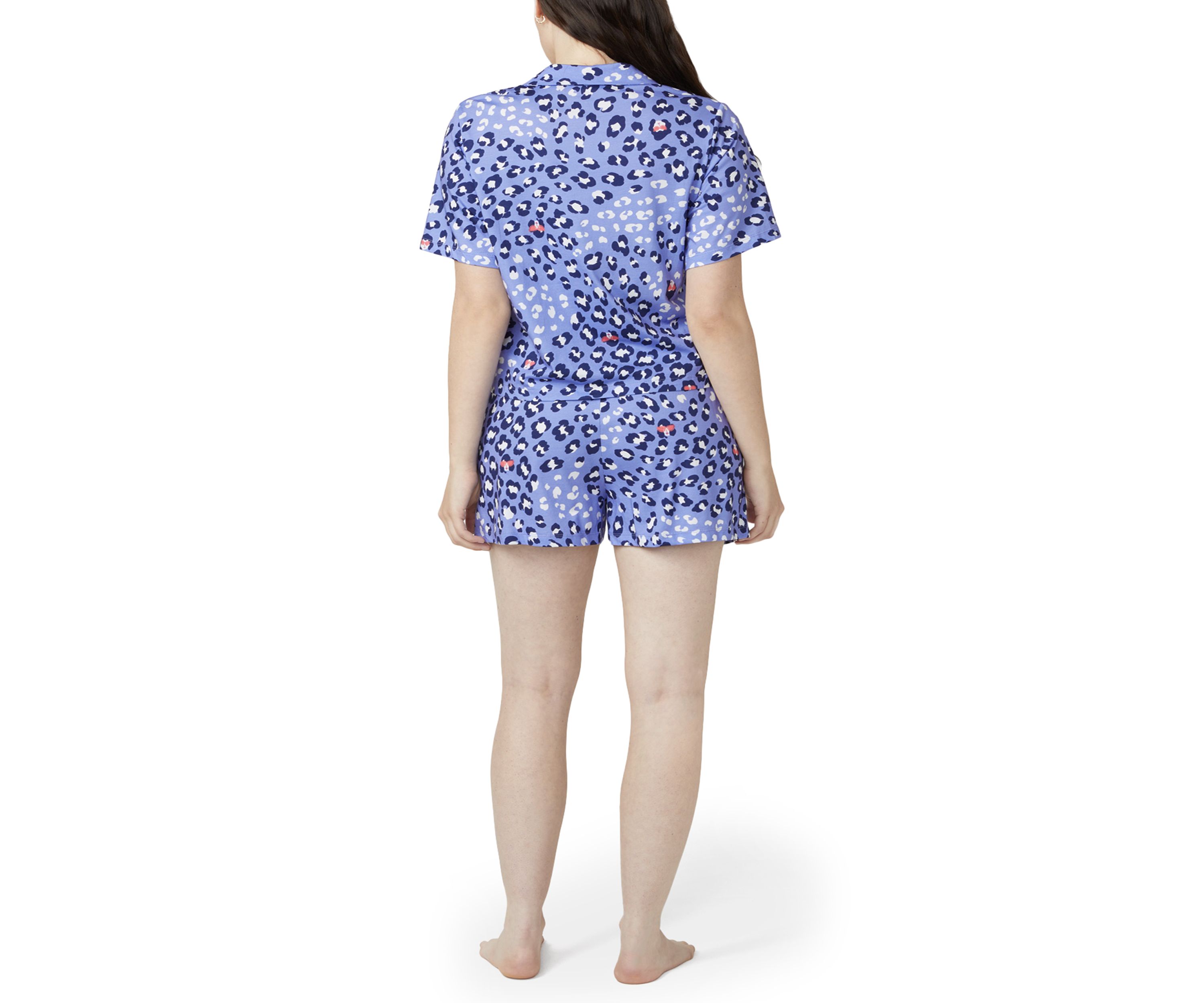 Womens Short Sleeve Notch Collar Boxer Set