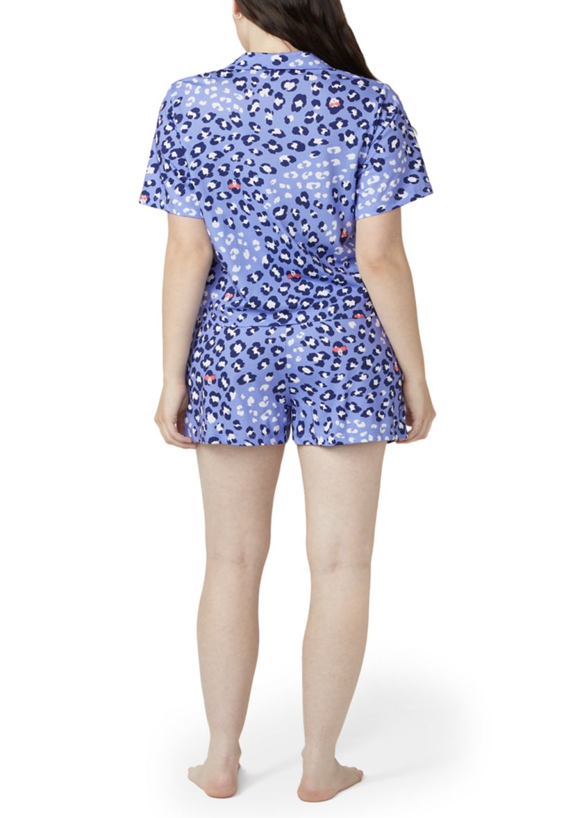 Womens Short Sleeve Notch Collar Boxer Set