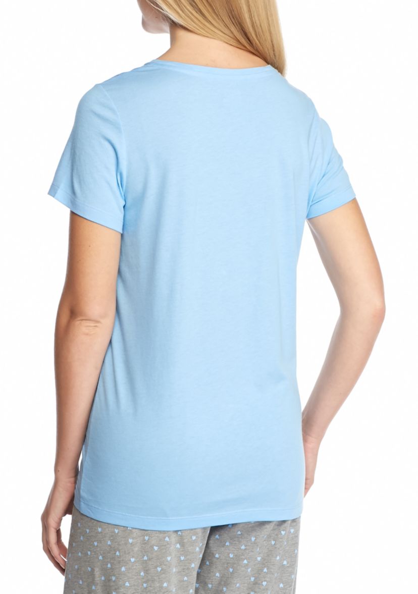  Womens Sleepwell Solid Short Sleeve V-neck T-Shirt with Temperature Regulating Technology 