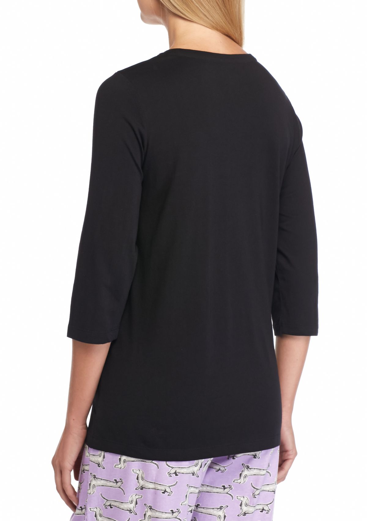 Womens Sleepwell Solid 3/4 Sleeve V-neck T-Shirt with Temperature Regulating Technology