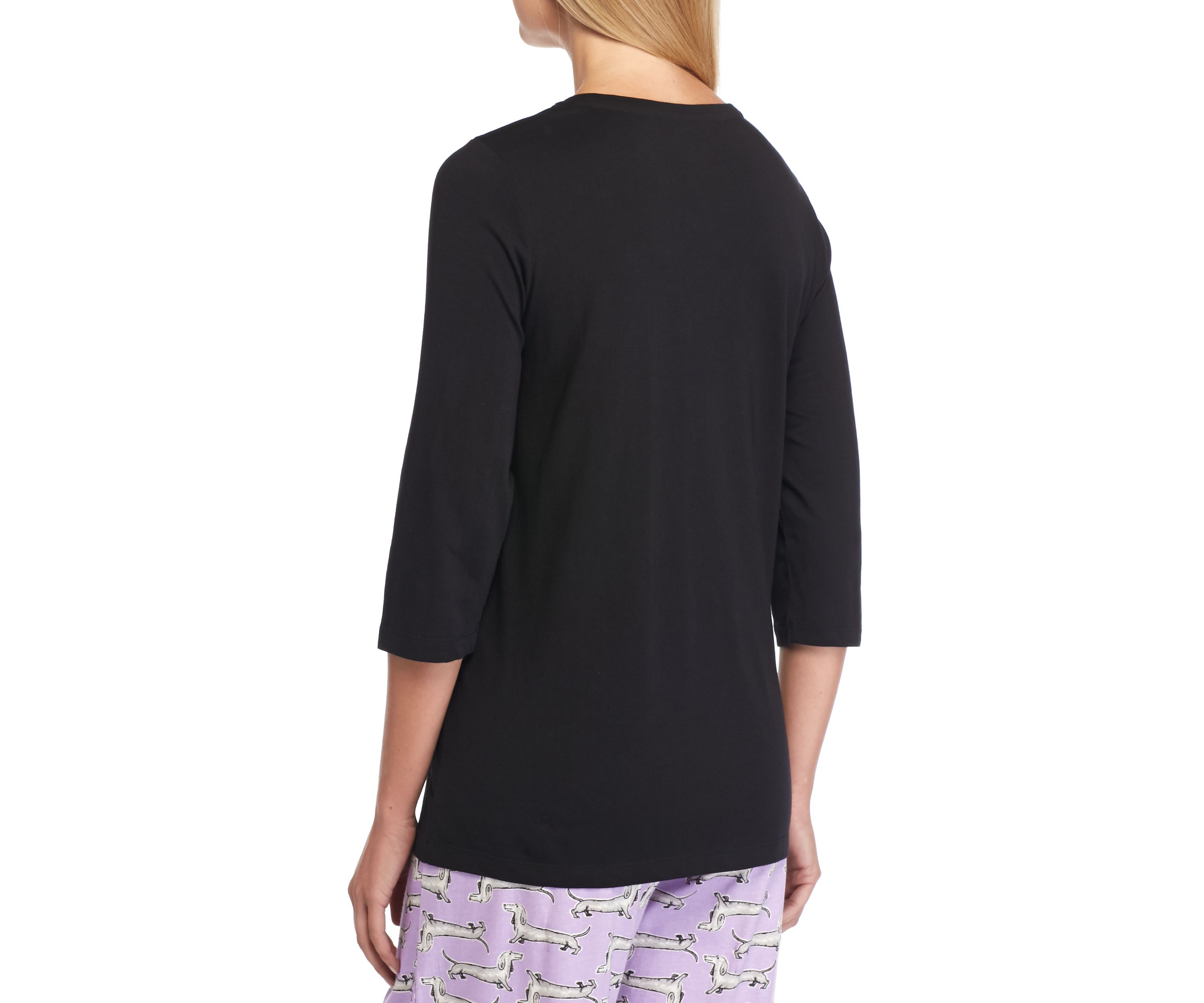 Womens Sleepwell Solid 3/4 Sleeve V-neck T-Shirt with Temperature Regulating Technology