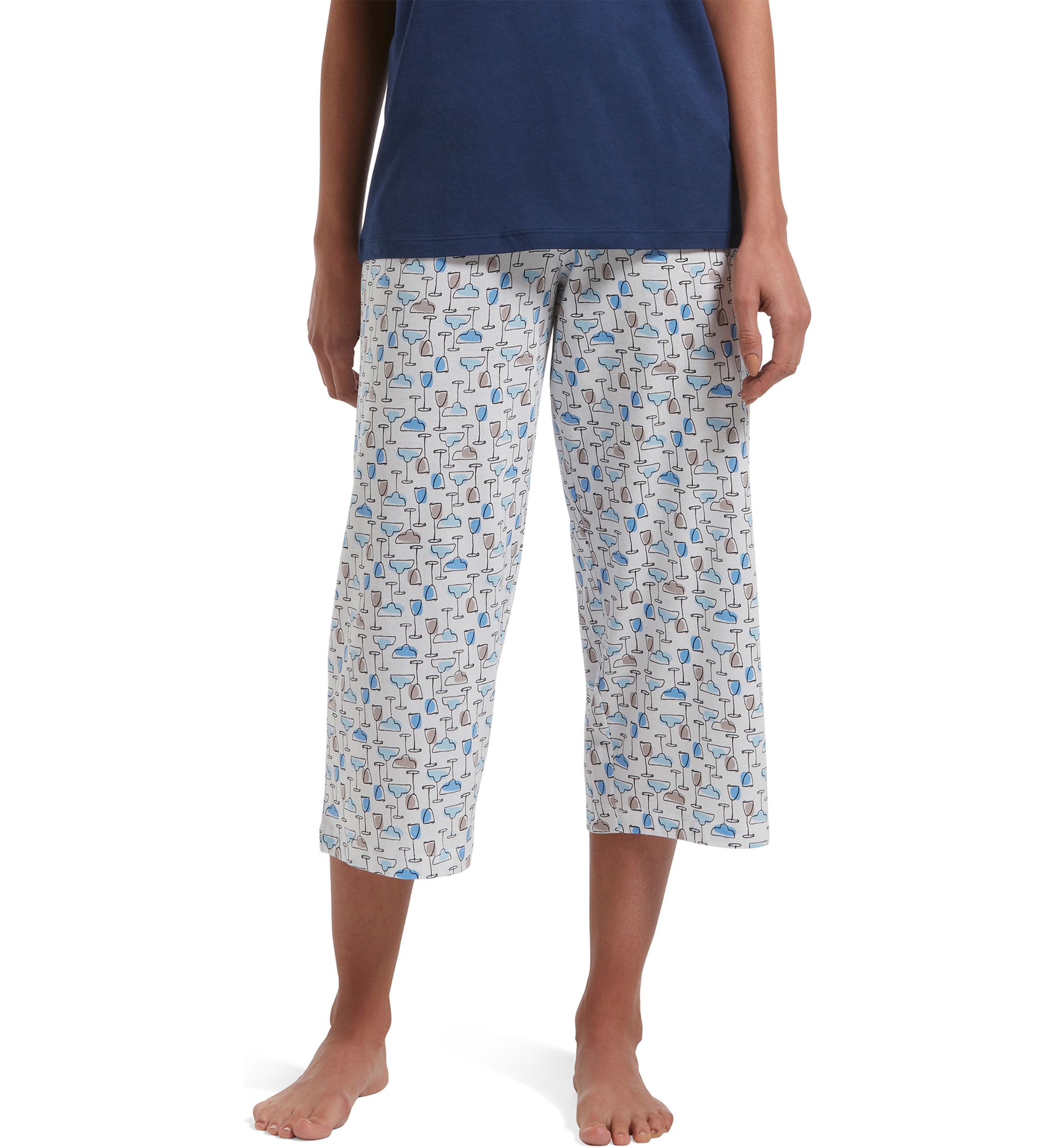   Womens Sleepwell Printed Knit Capri Pajama Pants Made with Temperature Regulating Technology