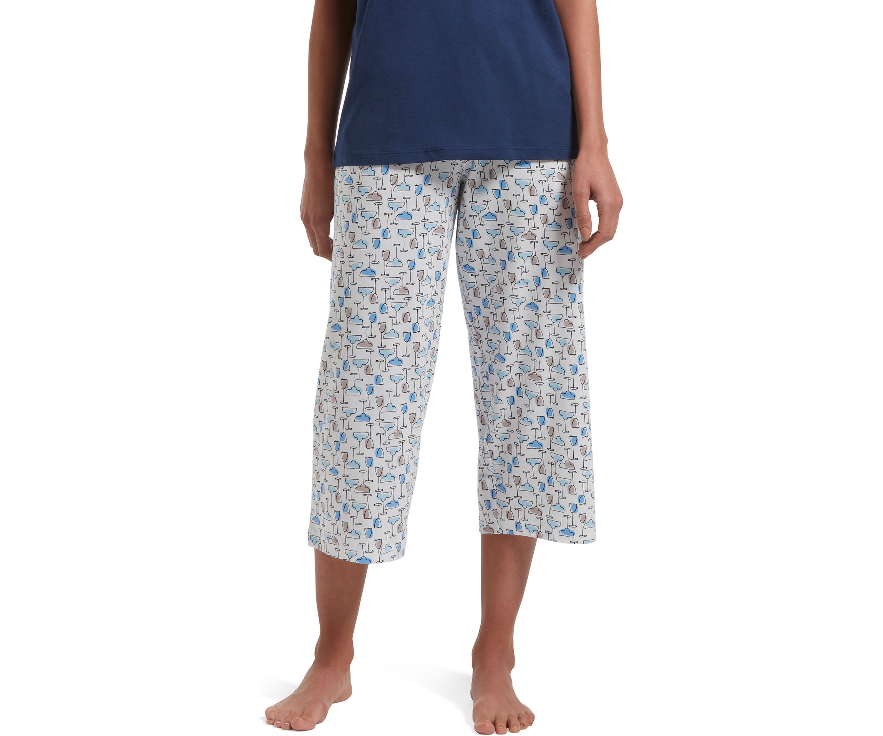   Womens Sleepwell Printed Knit Capri Pajama Pants Made with Temperature Regulating Technology