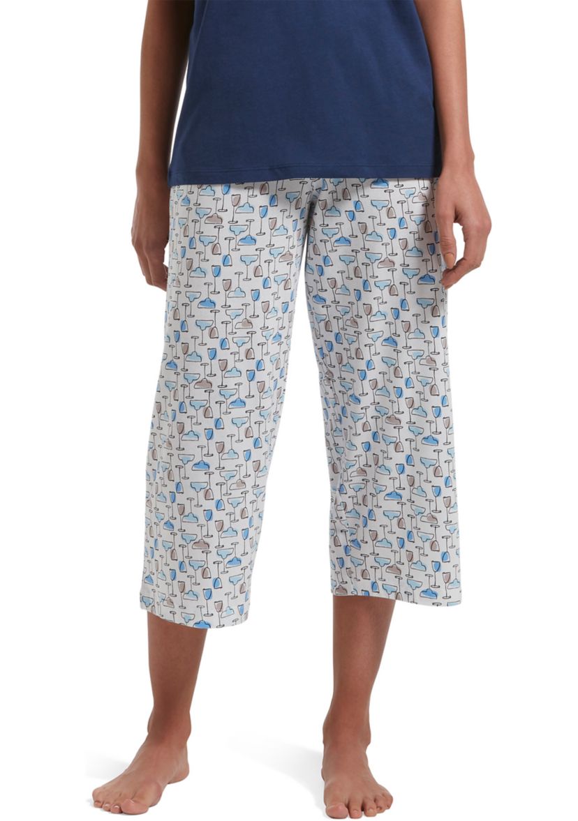   Womens Sleepwell Printed Knit Capri Pajama Pants Made with Temperature Regulating Technology