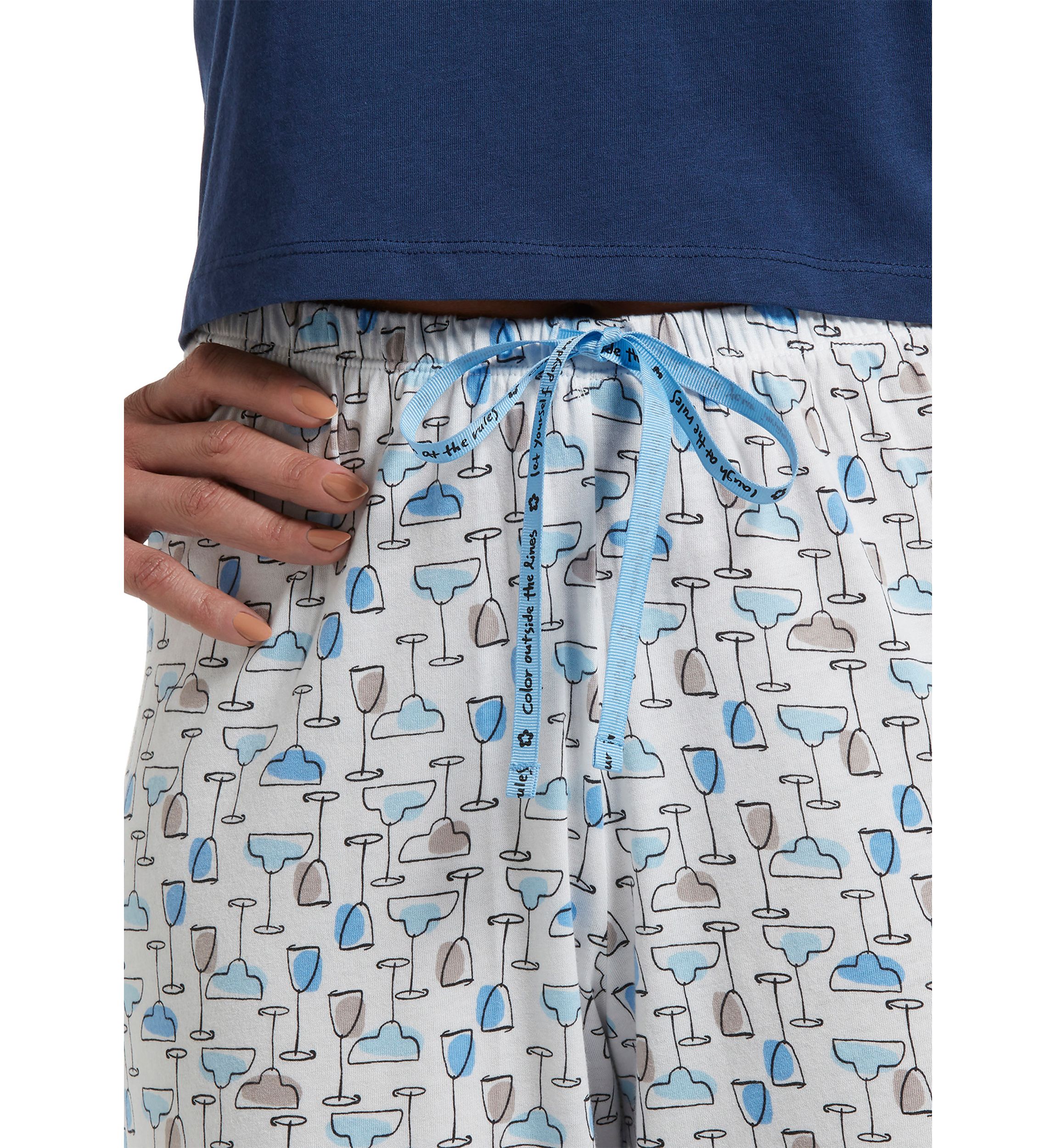   Womens Sleepwell Printed Knit Capri Pajama Pants Made with Temperature Regulating Technology