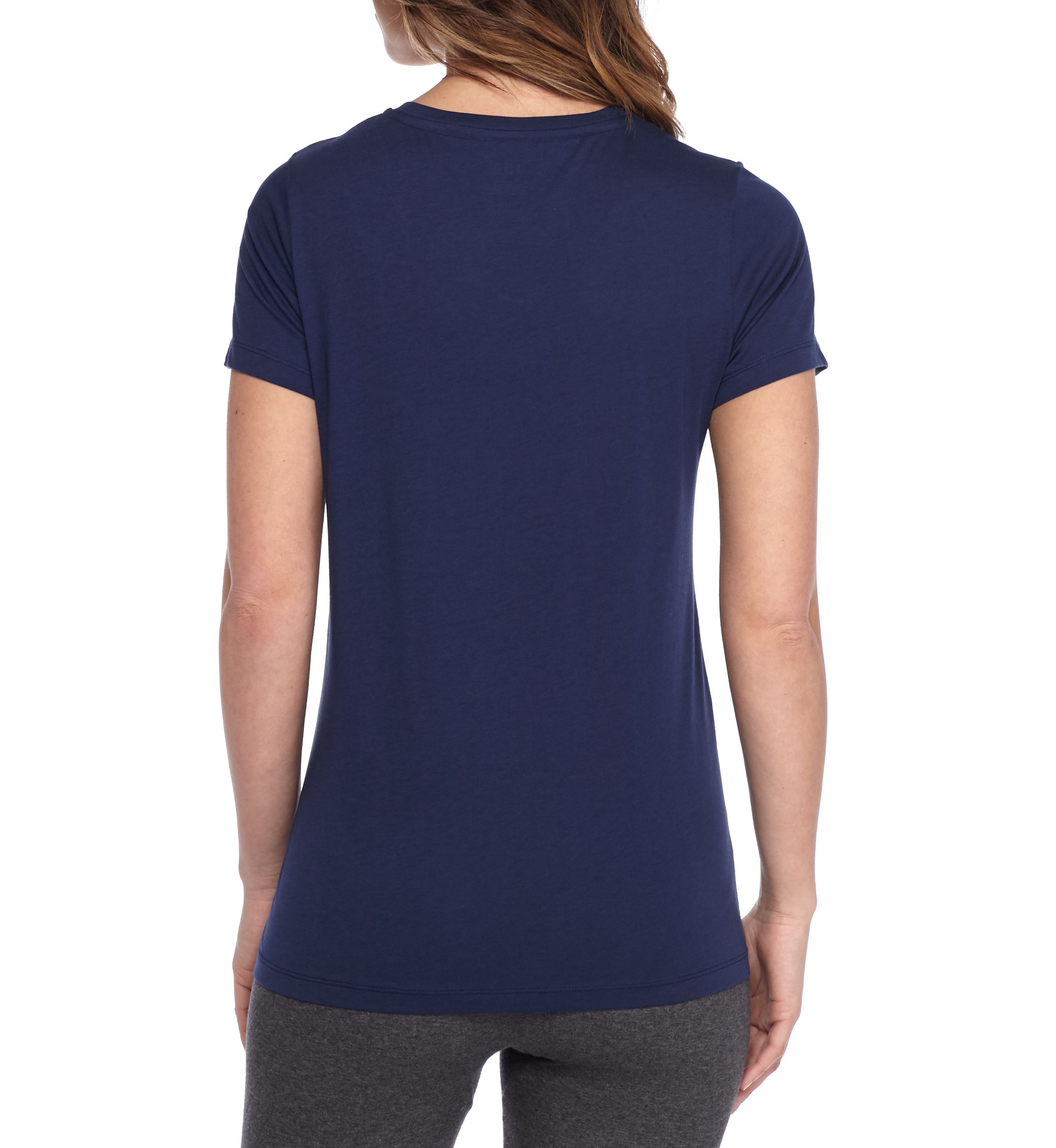 Womens Sleepwell Solid Short Sleeve V-Neck T-Shirt with Temperature Regulating Technology