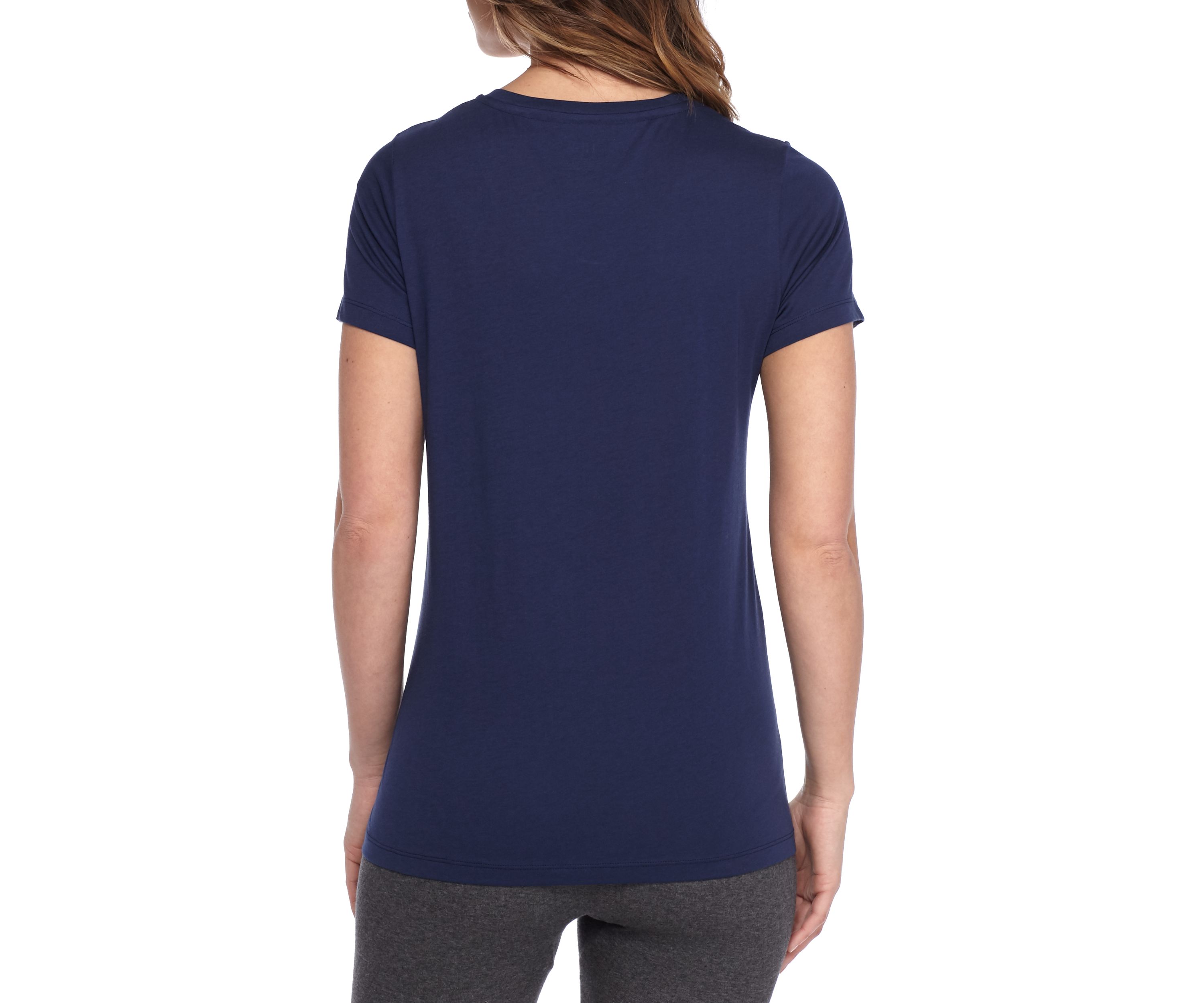 Womens Sleepwell Solid Short Sleeve V-Neck T-Shirt with Temperature Regulating Technology
