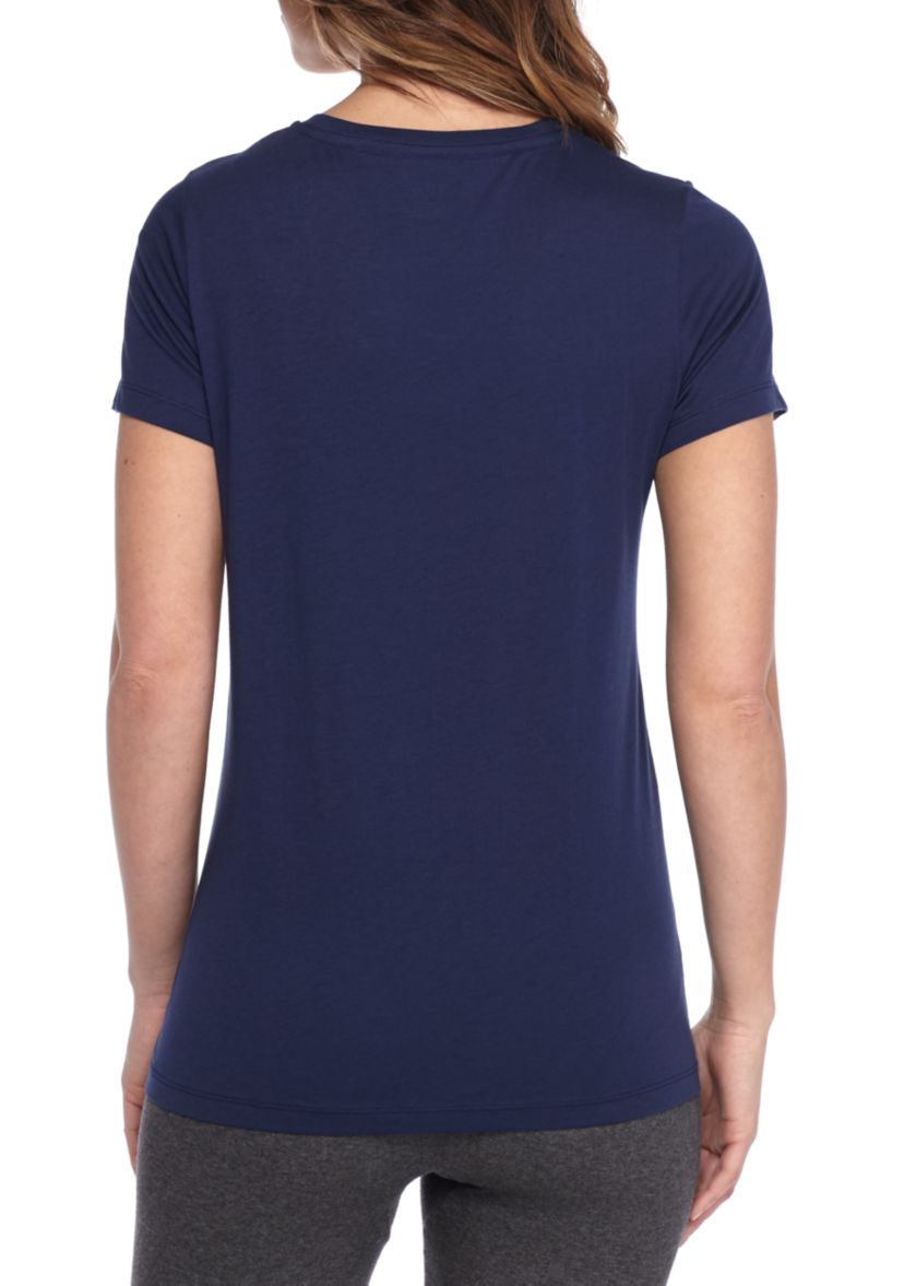 Womens Sleepwell Solid Short Sleeve V-Neck T-Shirt with Temperature Regulating Technology