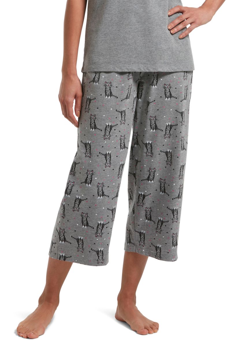 Womens Sleepwell Printed Knit Capri Pajama Pants Made with Temperature Regulating Technology 