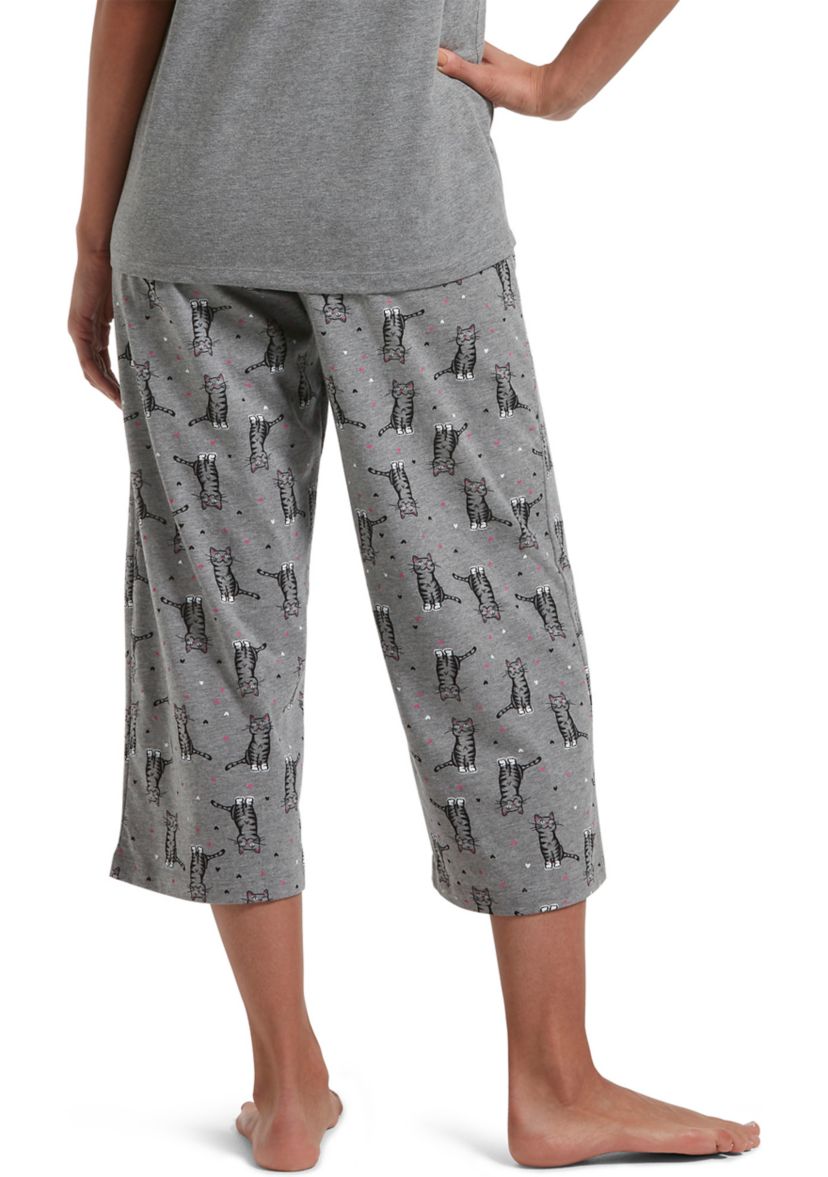 Womens Sleepwell Printed Knit Capri Pajama Pants Made with Temperature Regulating Technology 