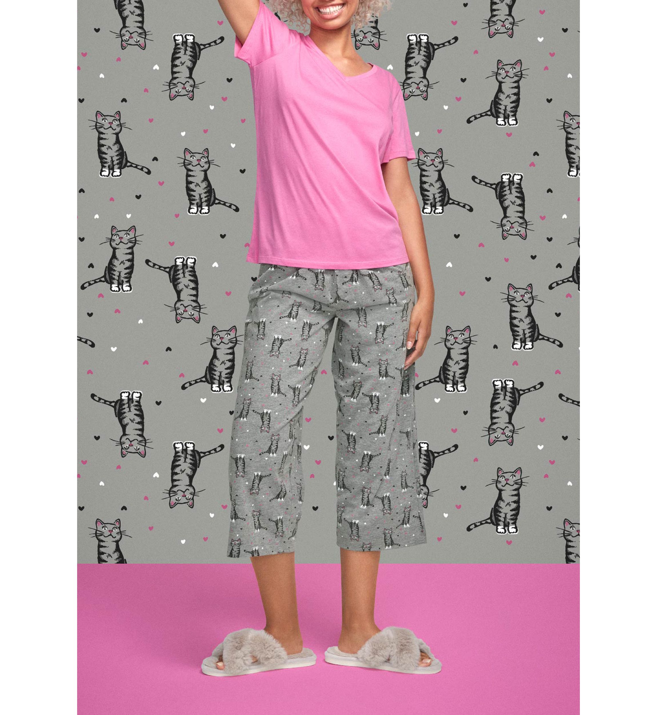 Womens Sleepwell Printed Knit Capri Pajama Pants Made with Temperature Regulating Technology 