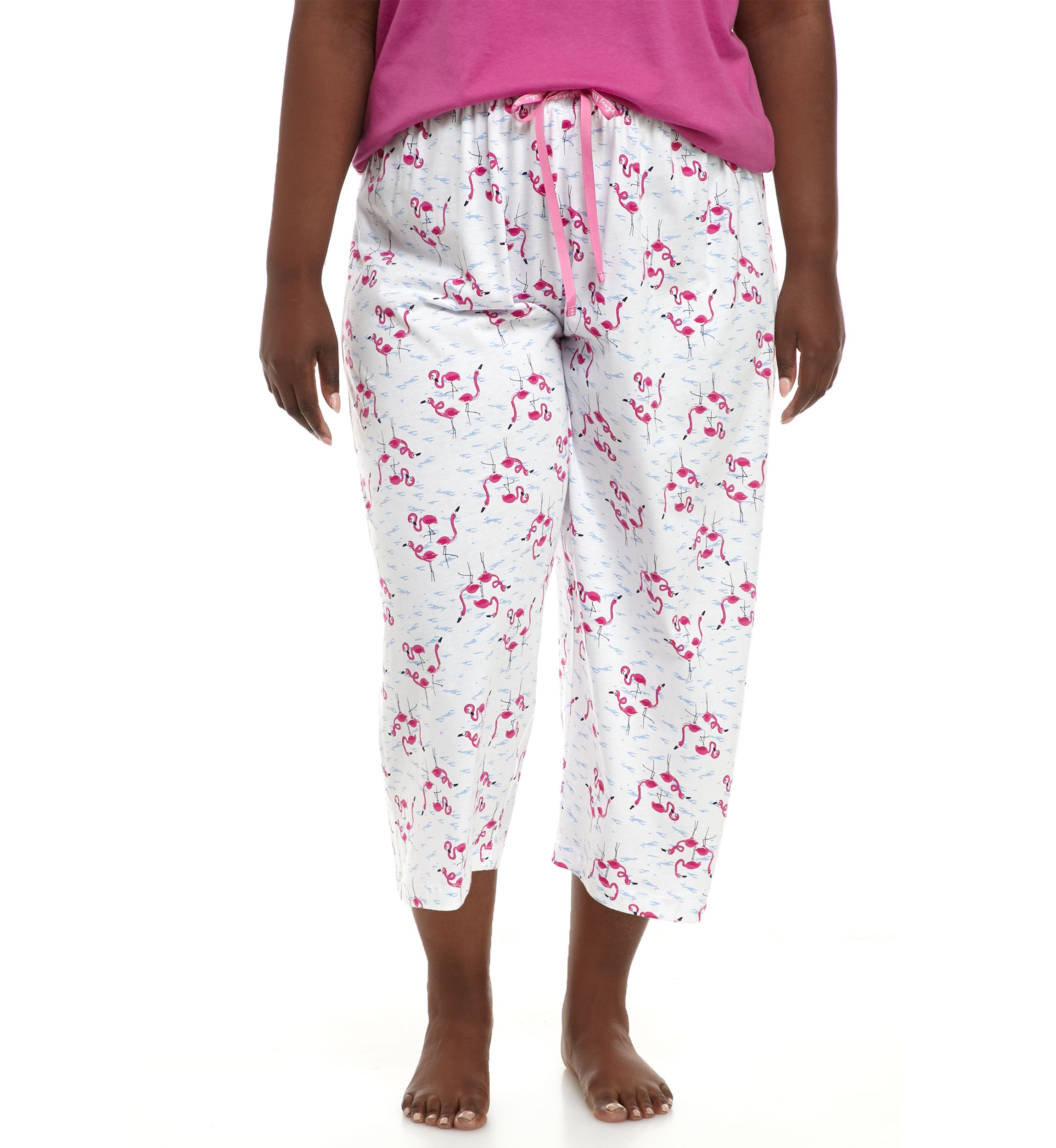Plus Size Sleepwell Printed Knit Capri Pajama Pants with Temperature Regulating Technology