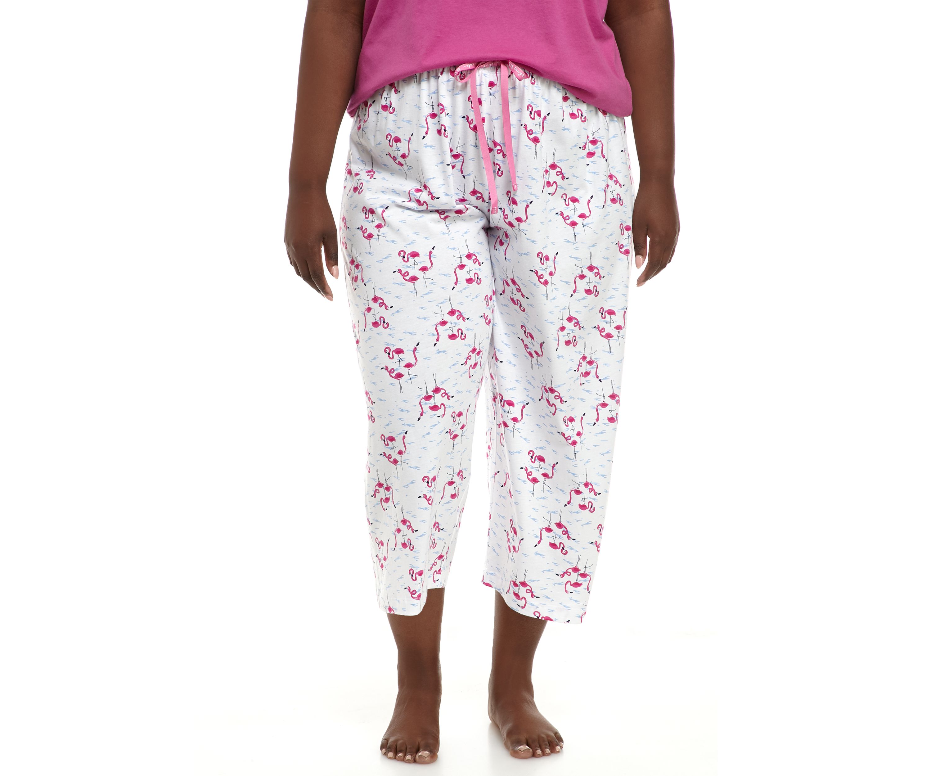 Plus Size Sleepwell Printed Knit Capri Pajama Pants with Temperature Regulating Technology