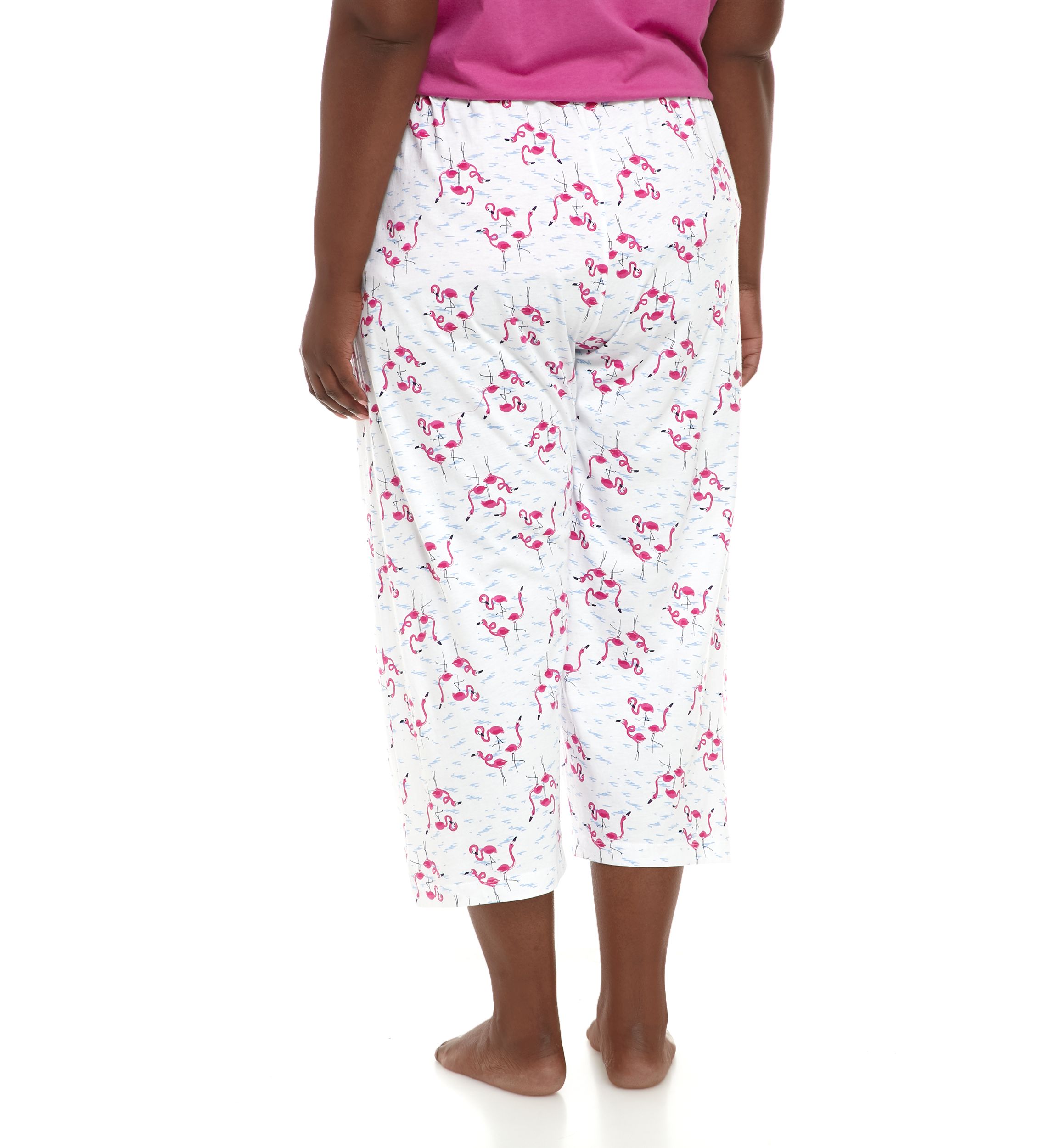 Plus Size Sleepwell Printed Knit Capri Pajama Pants with Temperature Regulating Technology