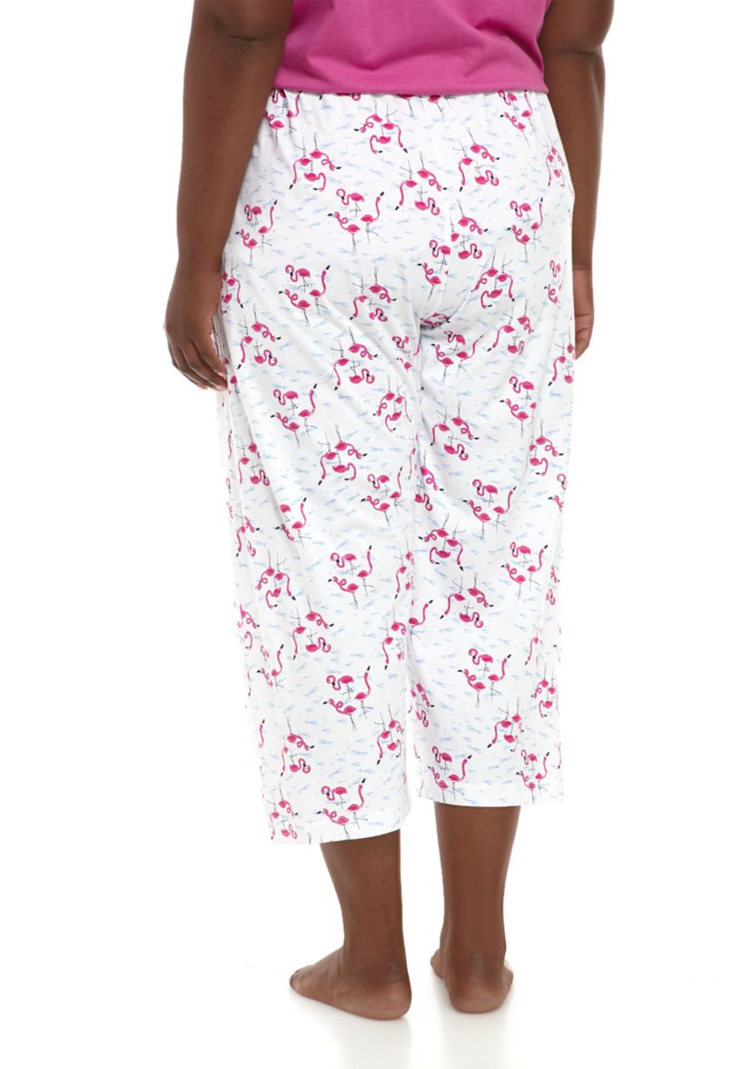 Plus Size Sleepwell Printed Knit Capri Pajama Pants with Temperature Regulating Technology