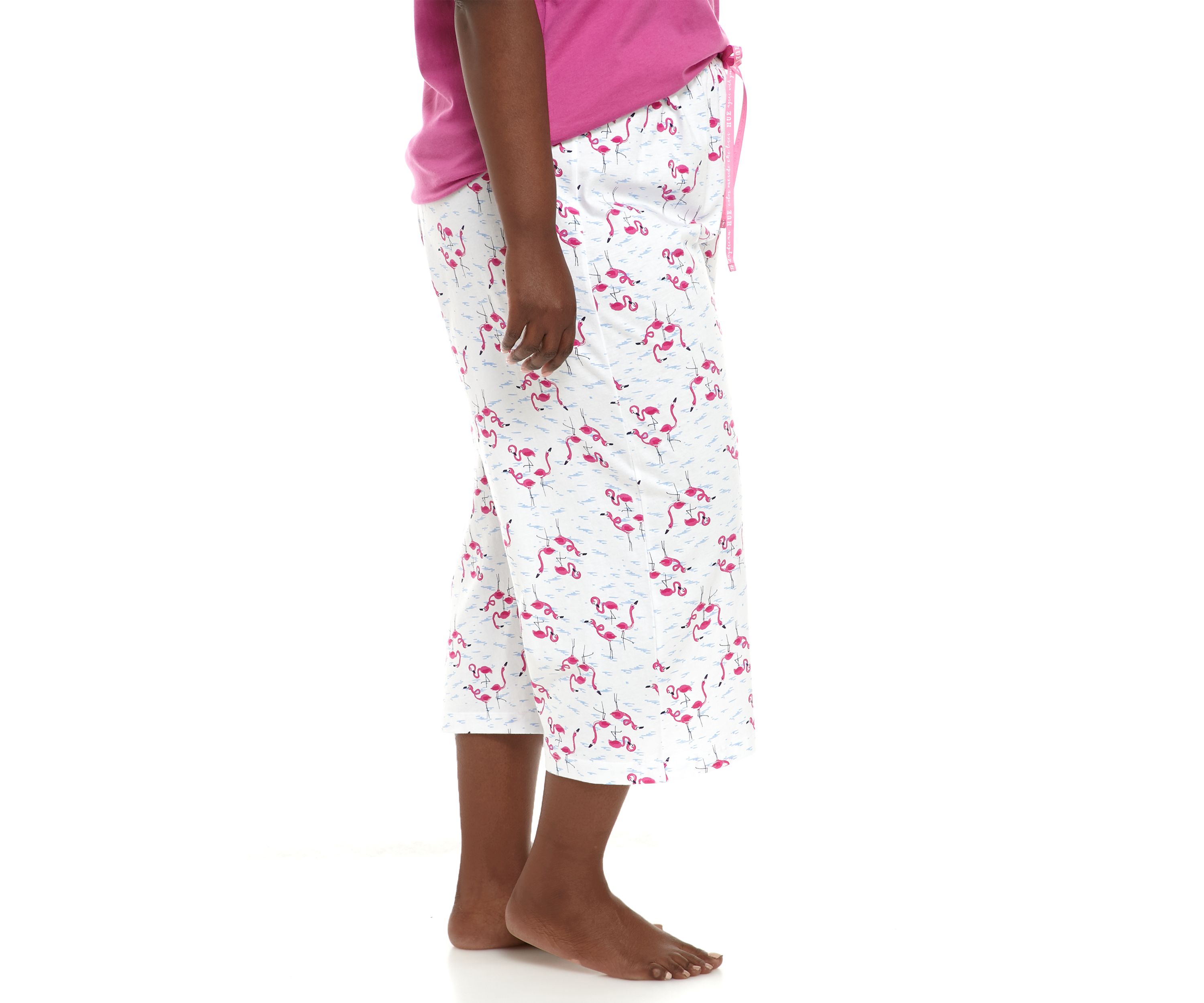 Plus Size Sleepwell Printed Knit Capri Pajama Pants with Temperature Regulating Technology