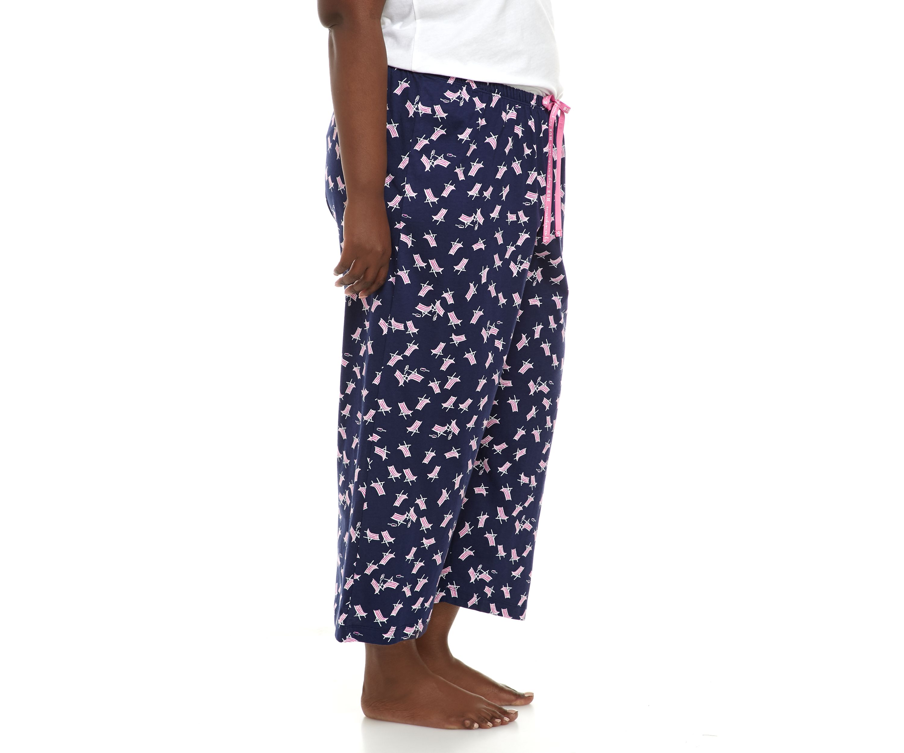 Plus Size Sleepwell Printed Knit Capri Pajama Pants with Temperature Regulating Technology