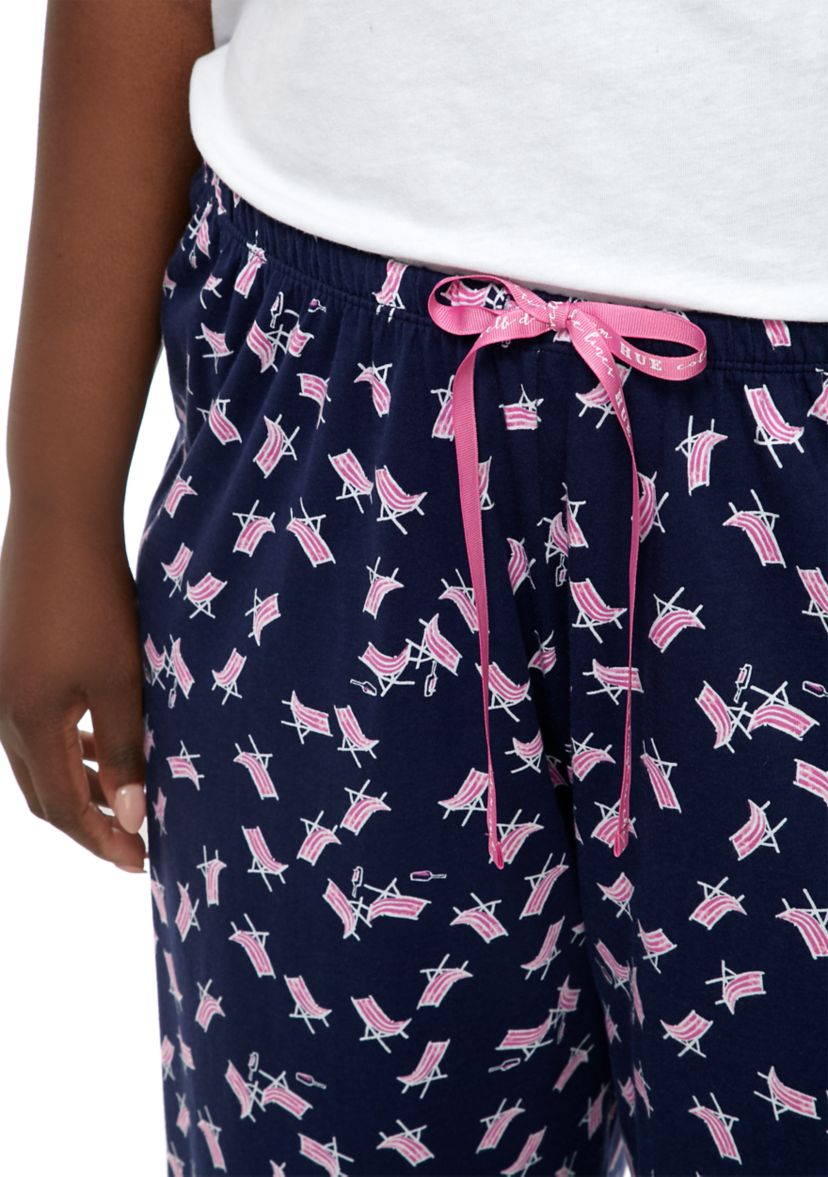 Plus Size Sleepwell Printed Knit Capri Pajama Pants with Temperature Regulating Technology