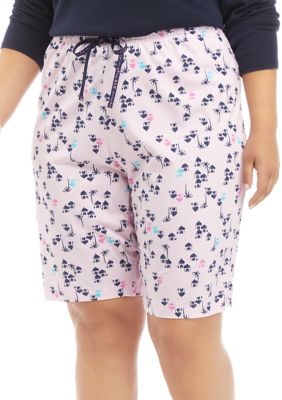 Plus Size Tiki Hut Pajama Bermuda Shorts | belk
