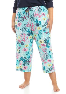 HUE® Plus Size Sea Life Classic Pajama Capri Pants | belk