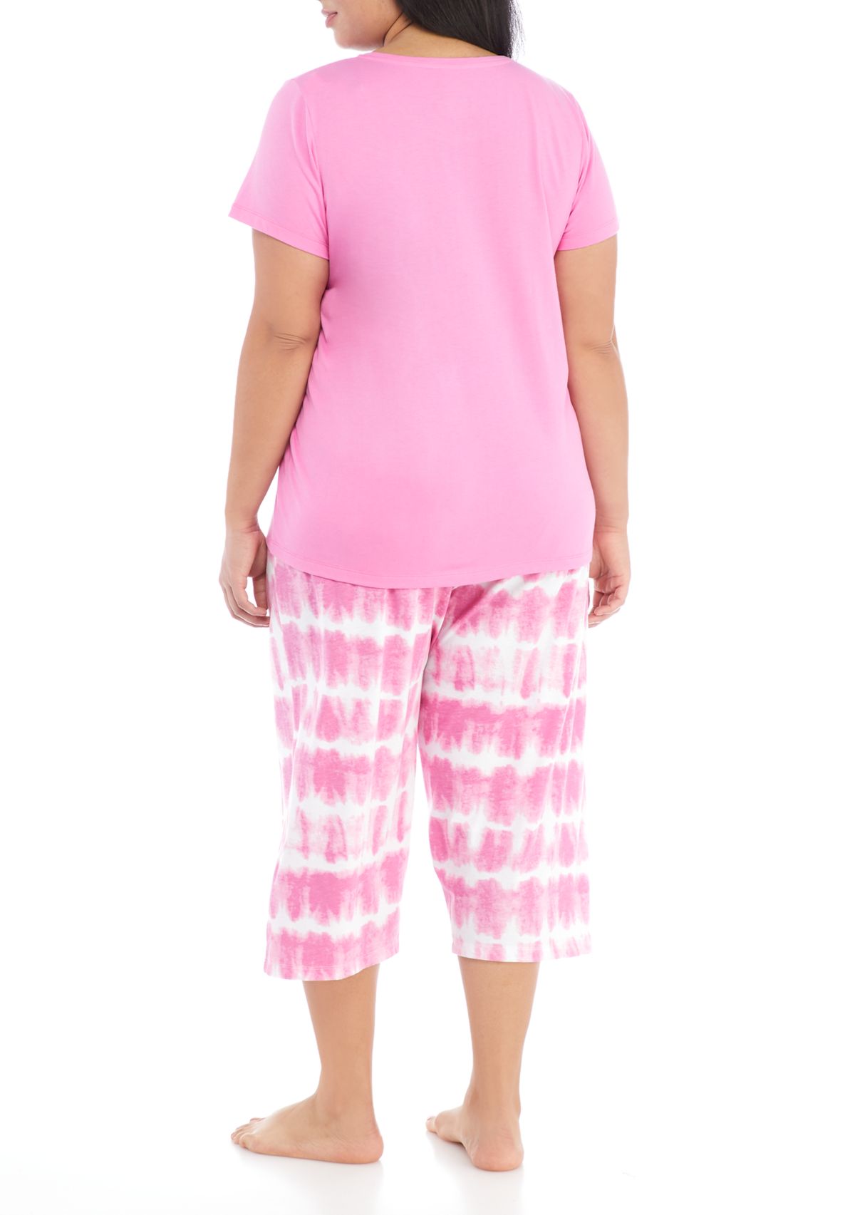Plus Size Tie Dye Stripe Pajama Set 