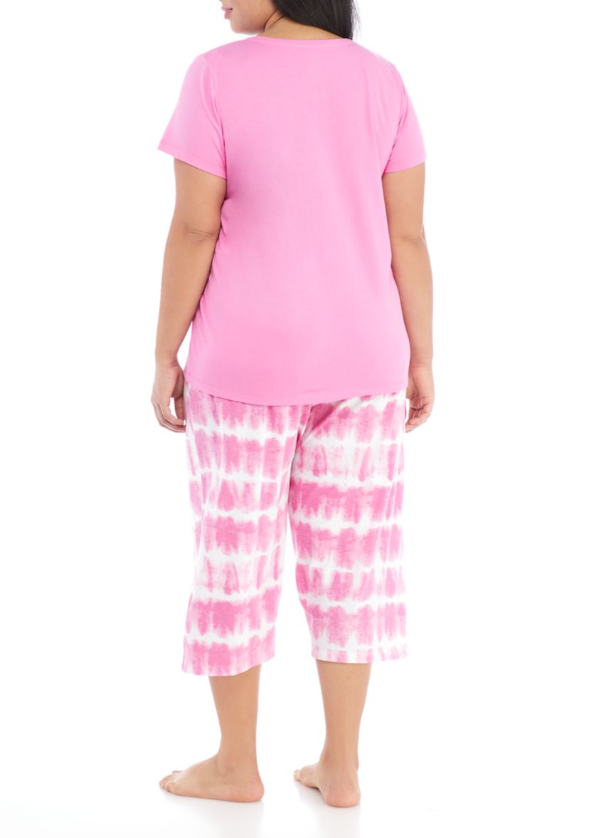Plus Size Tie Dye Stripe Pajama Set 