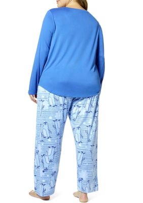 HUE Women's 2 Piece Long Sleeve Jogger Pajama Set  Classic Novelty PJ Set  Blue Heron Small : : Clothing, Shoes & Accessories