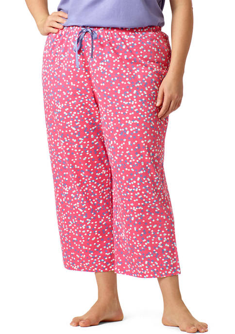 Womens Capri Jersey Knit Pajama Lounge Pant Available in Plus Size