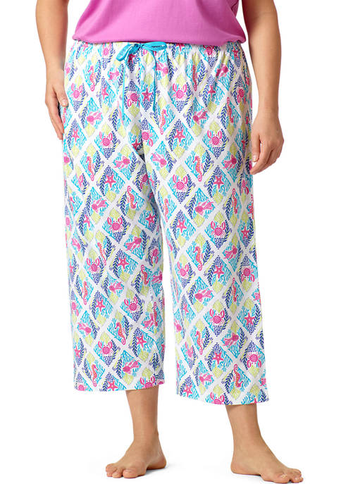 HUE® Plus Size Printed Knit Boxer Pajama Sleep