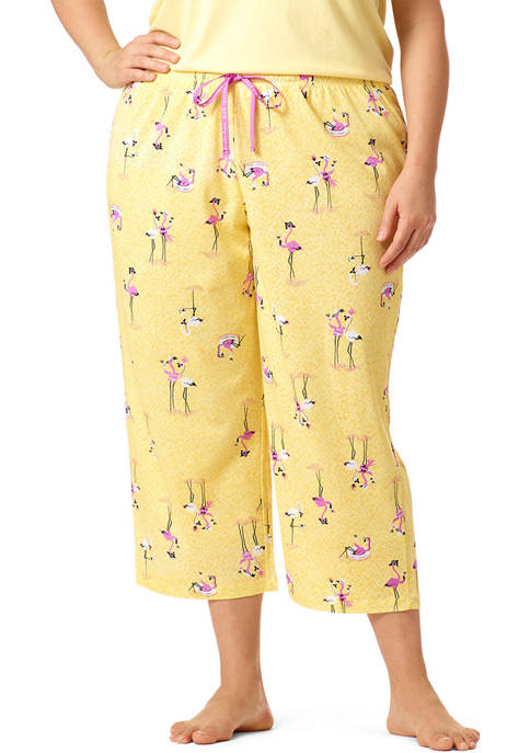 HUE® Plus Size Free Time Flamingos Pajama Capris
