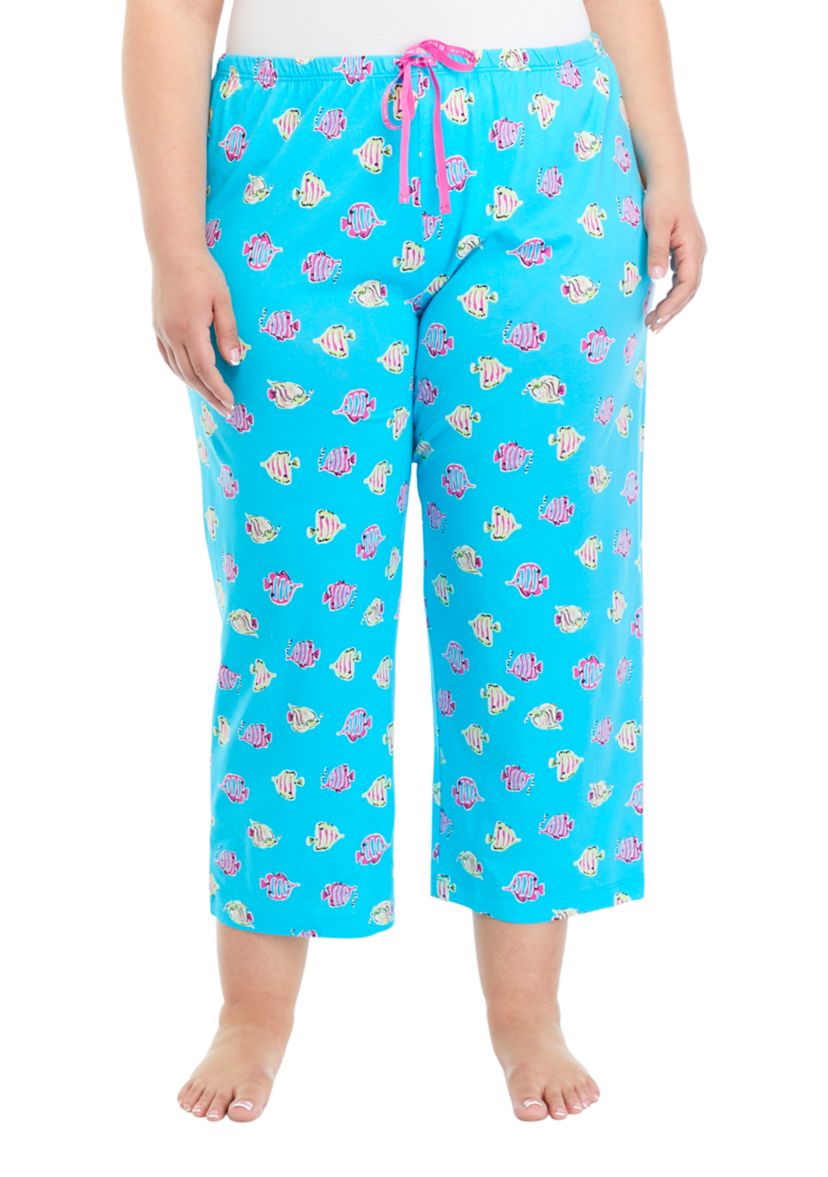 Plus Size Kissy Fishes Capri Pajama Pants