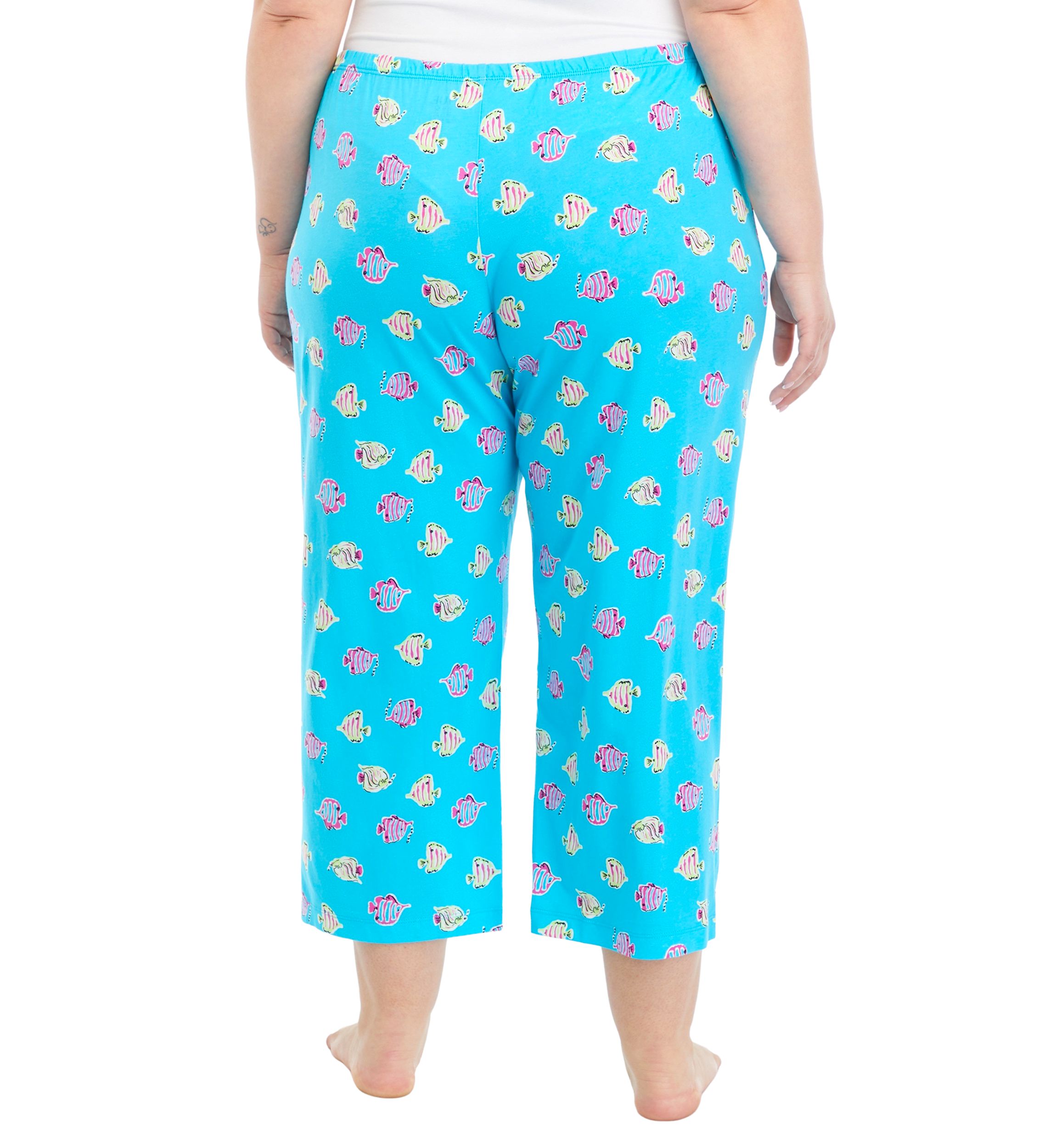 Plus Size Kissy Fishes Capri Pajama Pants