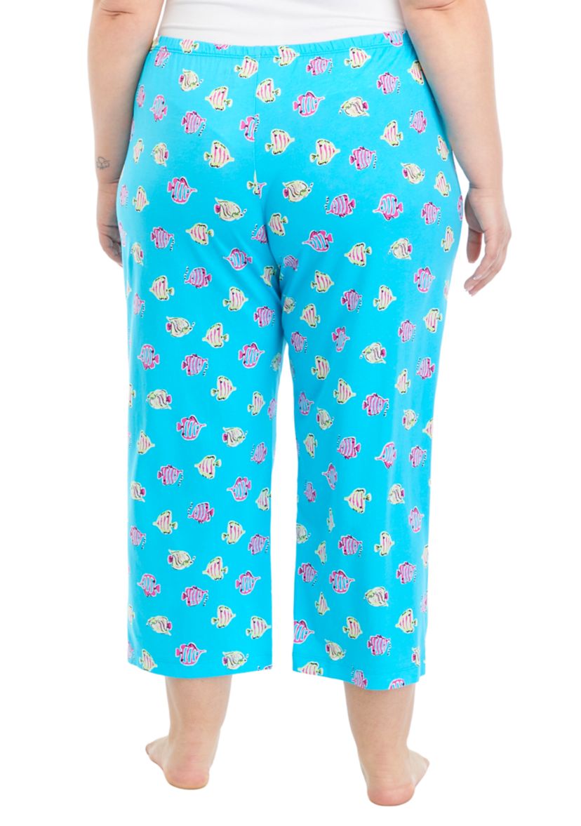 Plus Size Kissy Fishes Capri Pajama Pants