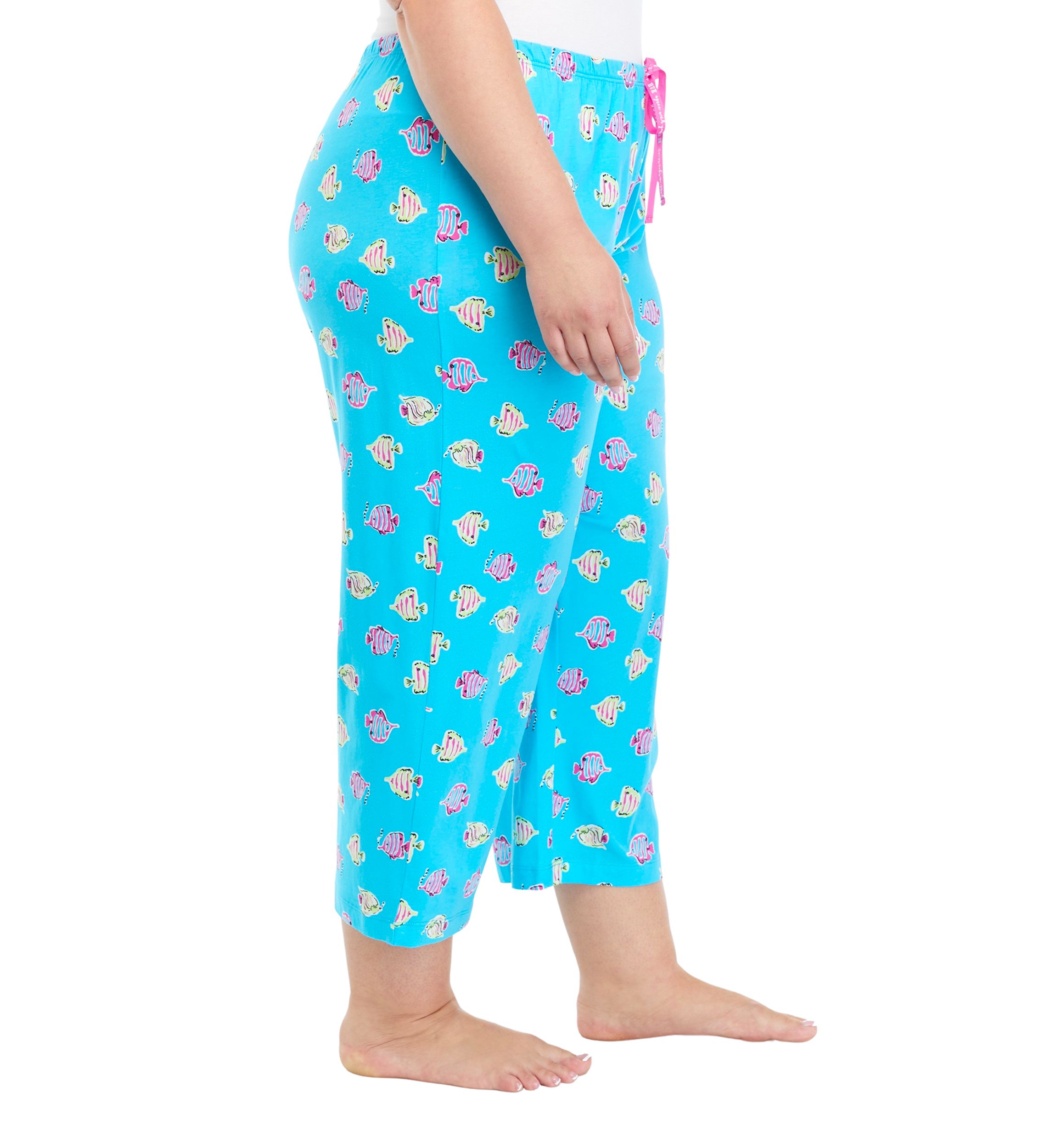 Plus Size Kissy Fishes Capri Pajama Pants
