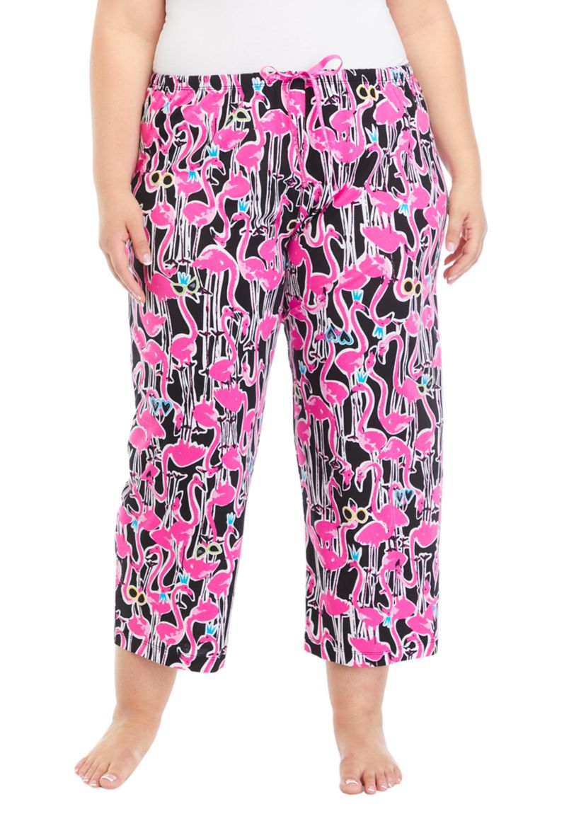 Plus Size Flamingo Festival Capri Pajama Pants