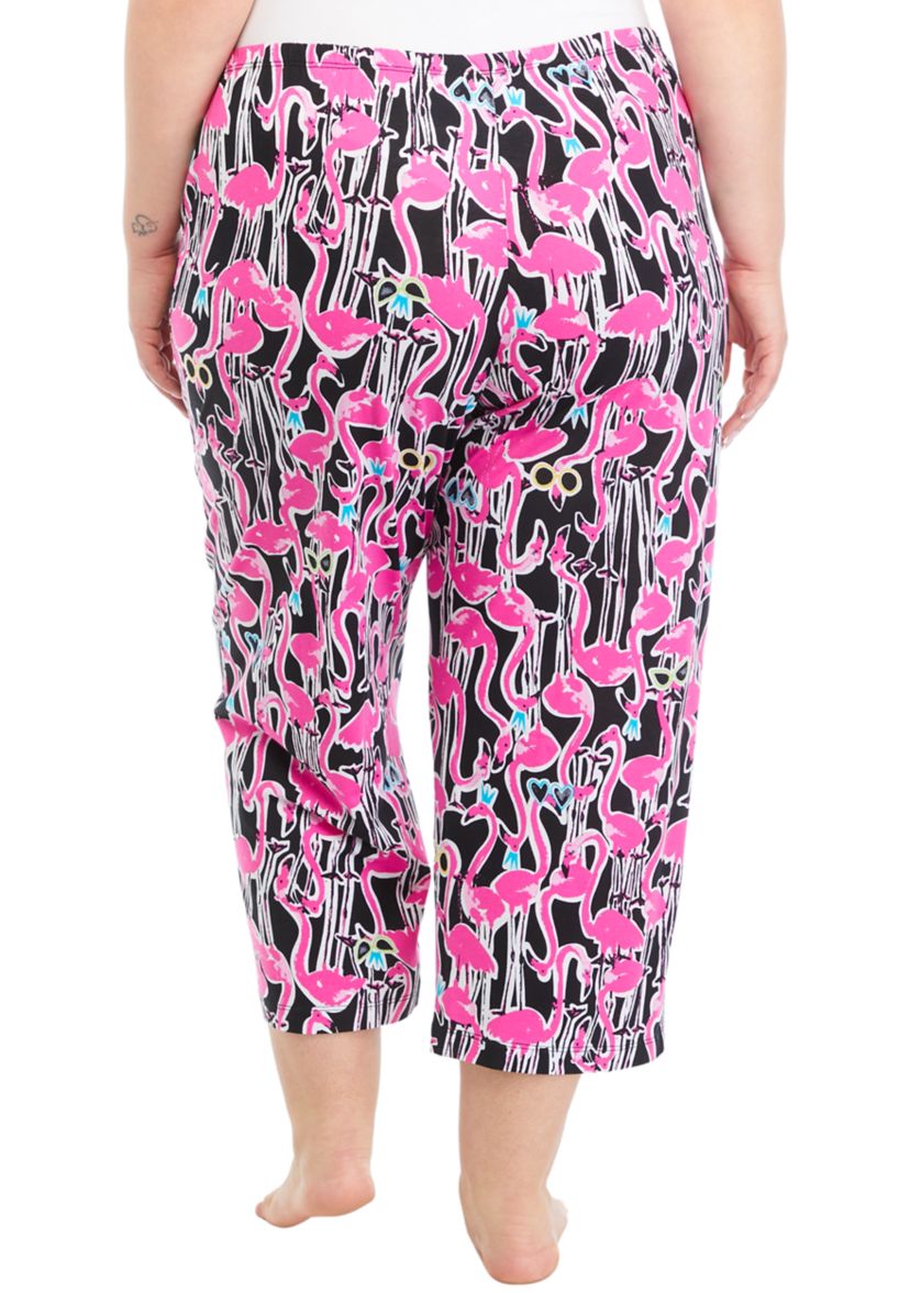 Plus Size Flamingo Festival Capri Pajama Pants