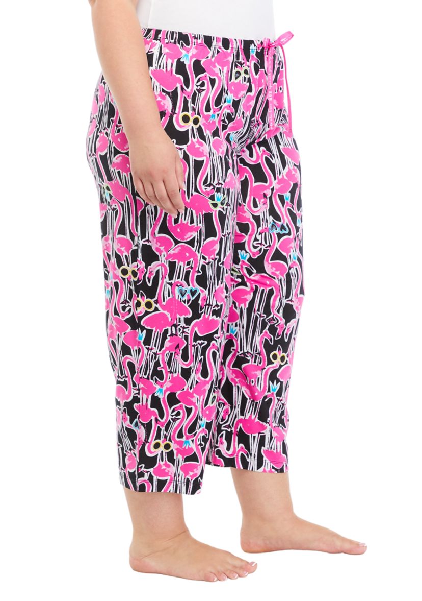 Plus Size Flamingo Festival Capri Pajama Pants