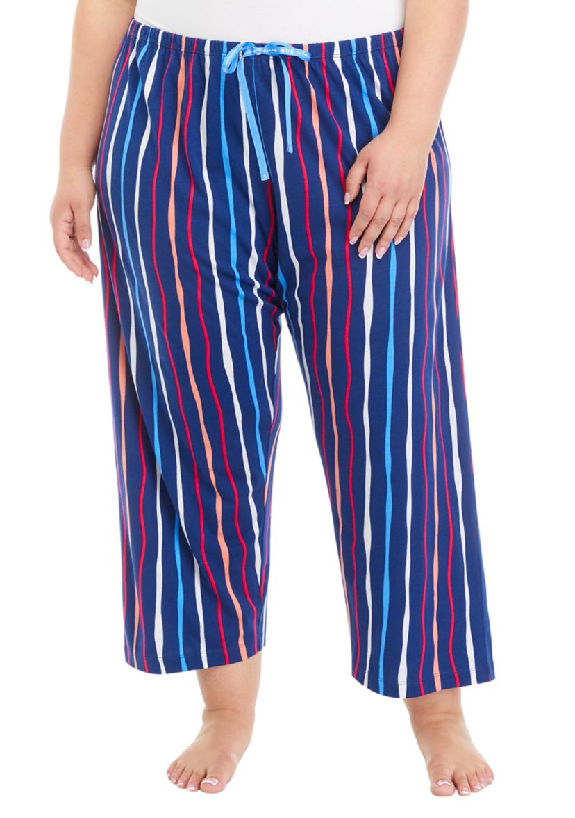 Plus Size High Tide Stripe Capri Pajama Pants