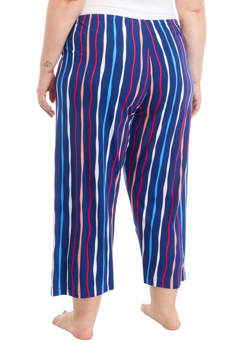 Plus Size High Tide Stripe Capri Pajama Pants