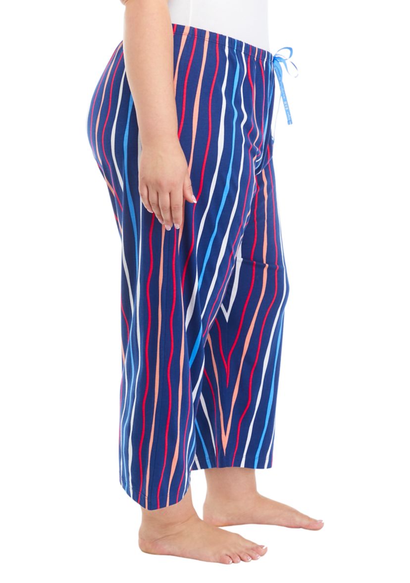 Plus Size High Tide Stripe Capri Pajama Pants
